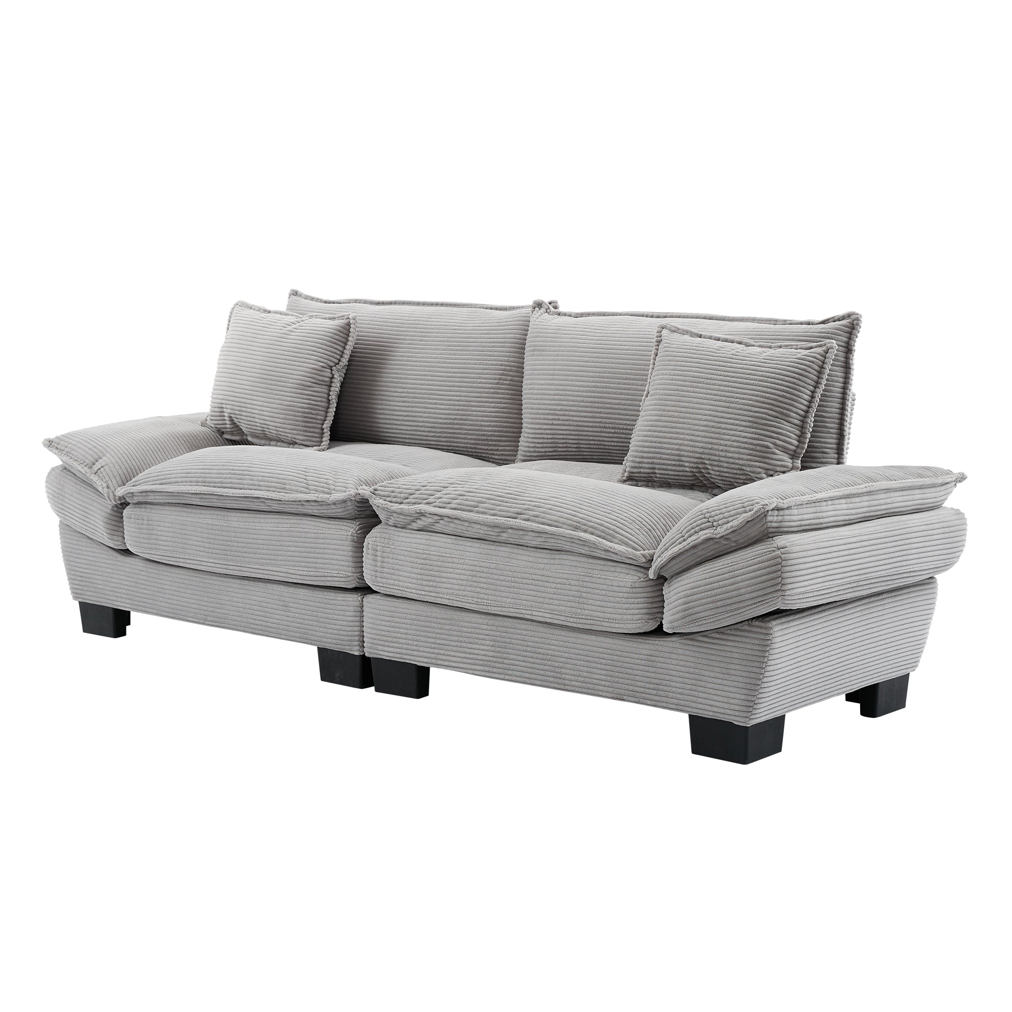 Corduroy Sofa Sleeper Couch Loveseat Sofa with Pillows Comfy Upholstered Deep Seat Sofa for Bedroom,Living Room,Apartment,Office,Dorm-Light Grey Corduroy