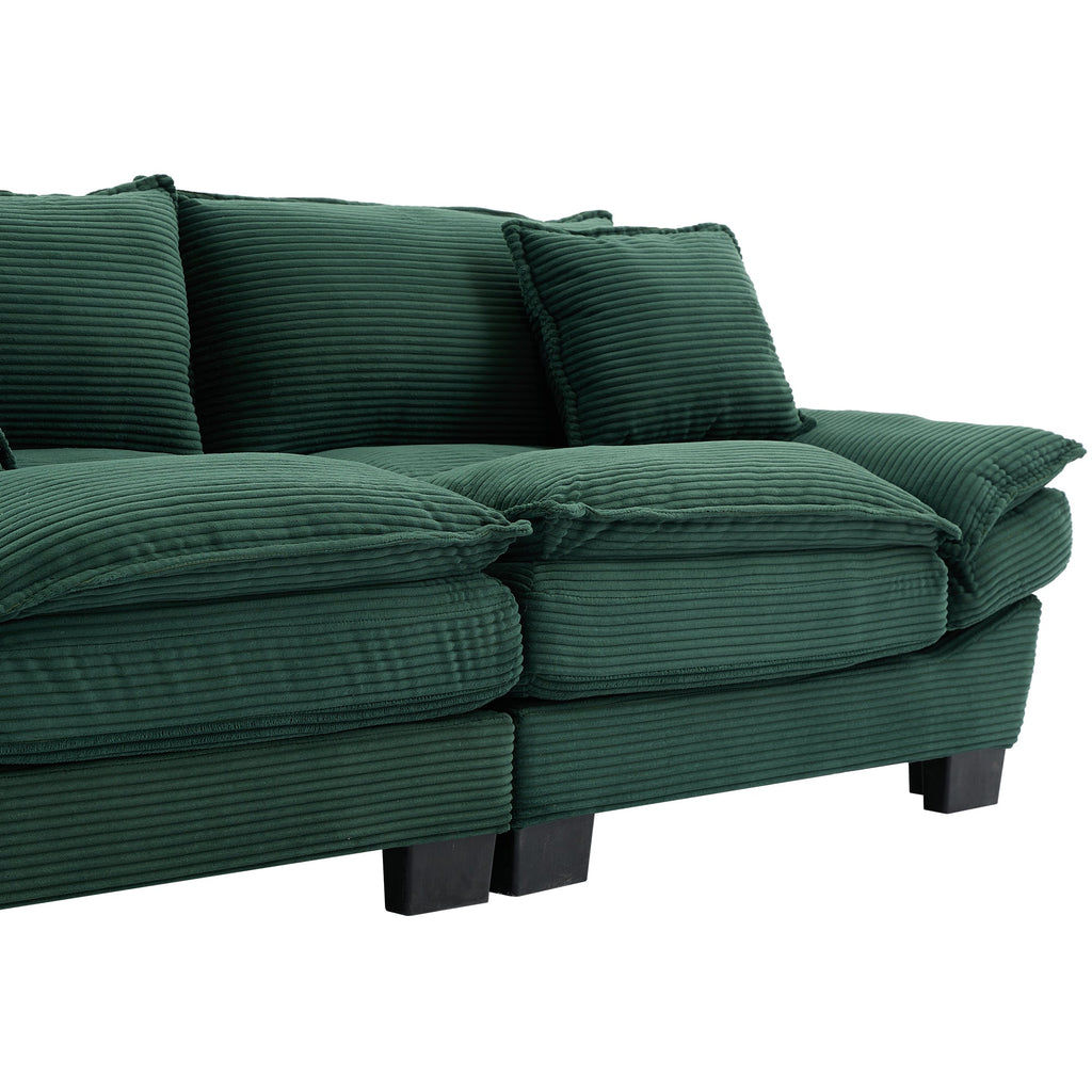 Corduroy Sofa Sleeper Couch Loveseat Sofa with Pillows Comfy Upholstered Deep Seat Sofa for Bedroom,Living Room,Apartment,Office,Dorm-Green Corduroy