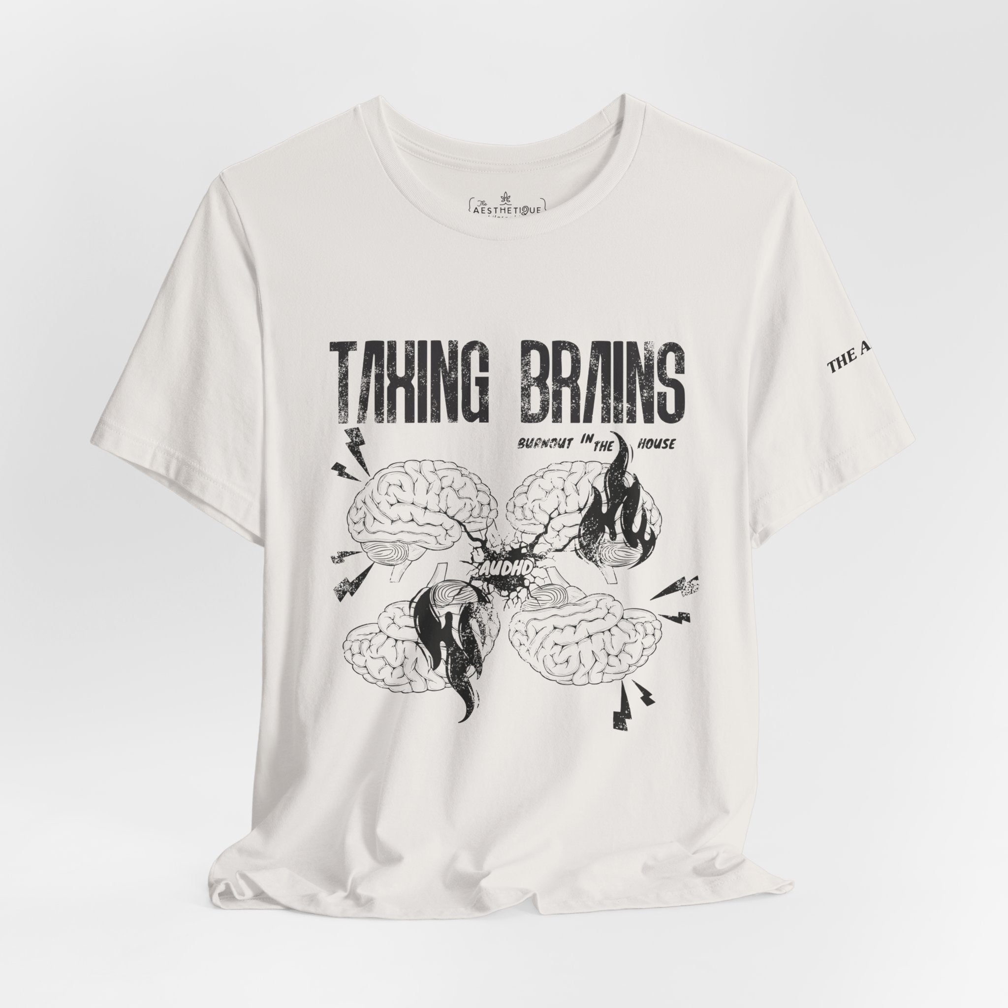 Taxing Brains - Burnout in the House - AuDHD - Adult Unisex Jersey Tee