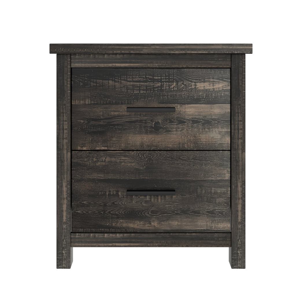 4PCS Bedroom Sets, Wooden Queen Size Bed Frame with Storage Headboard and Charging Station, 2 Nightstands with 2 Drawers, 1 Dresser with 5 Drawers, Antique Gray