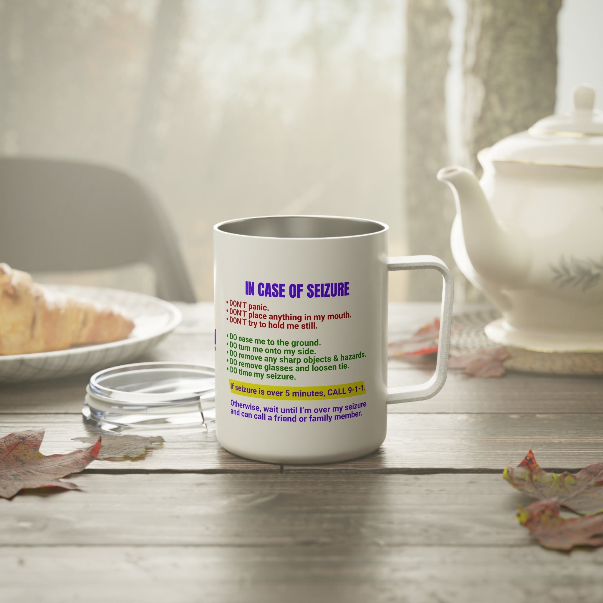 Seizure First Aid Insulated Coffee Mug, 10oz