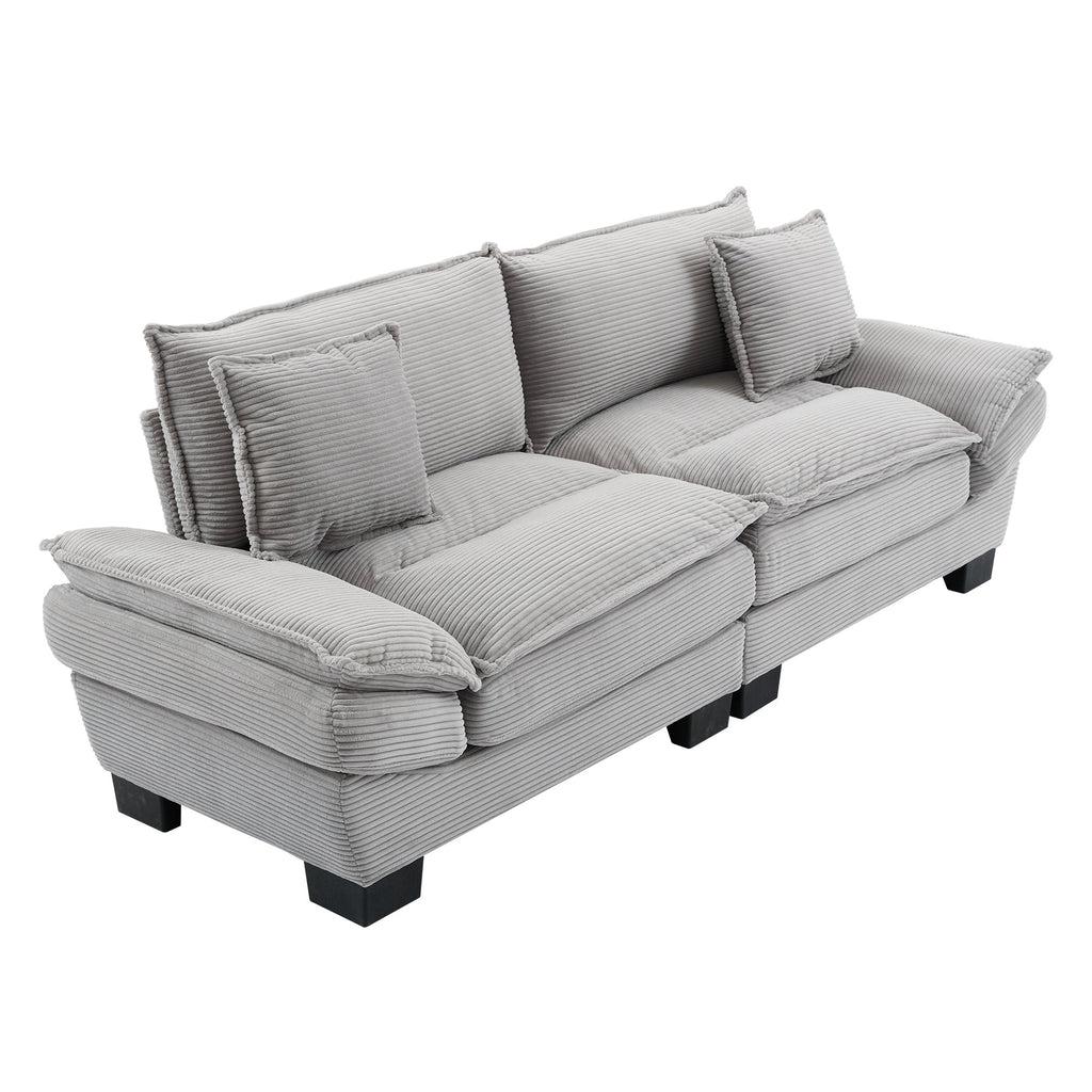 Corduroy Sofa Sleeper Couch Loveseat Sofa with Pillows Comfy Upholstered Deep Seat Sofa for Bedroom,Living Room,Apartment,Office,Dorm-Light Grey Corduroy