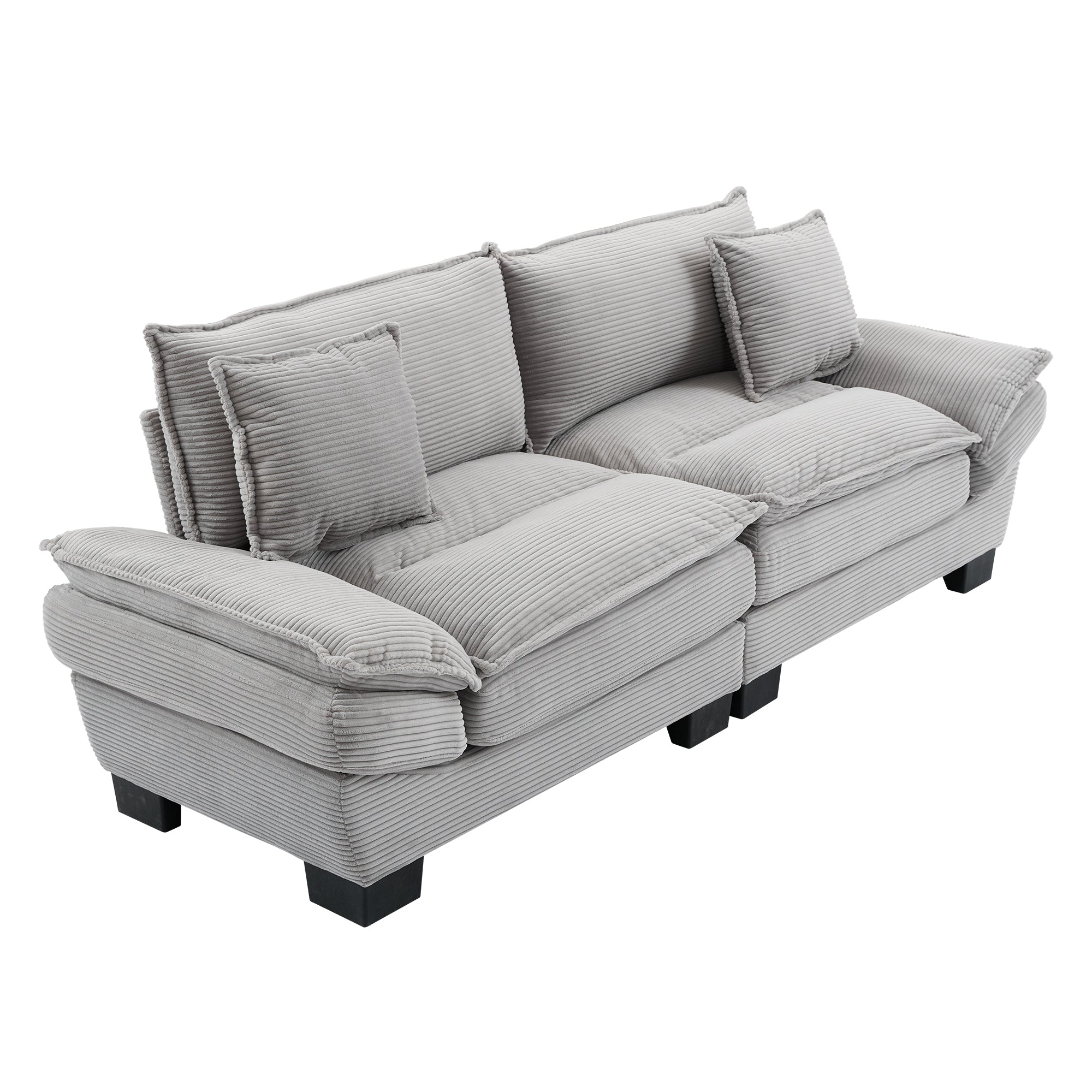 Corduroy Sofa Sleeper Couch Loveseat Sofa with Pillows Comfy Upholstered Deep Seat Sofa for Bedroom,Living Room,Apartment,Office,Dorm-Light Grey Corduroy