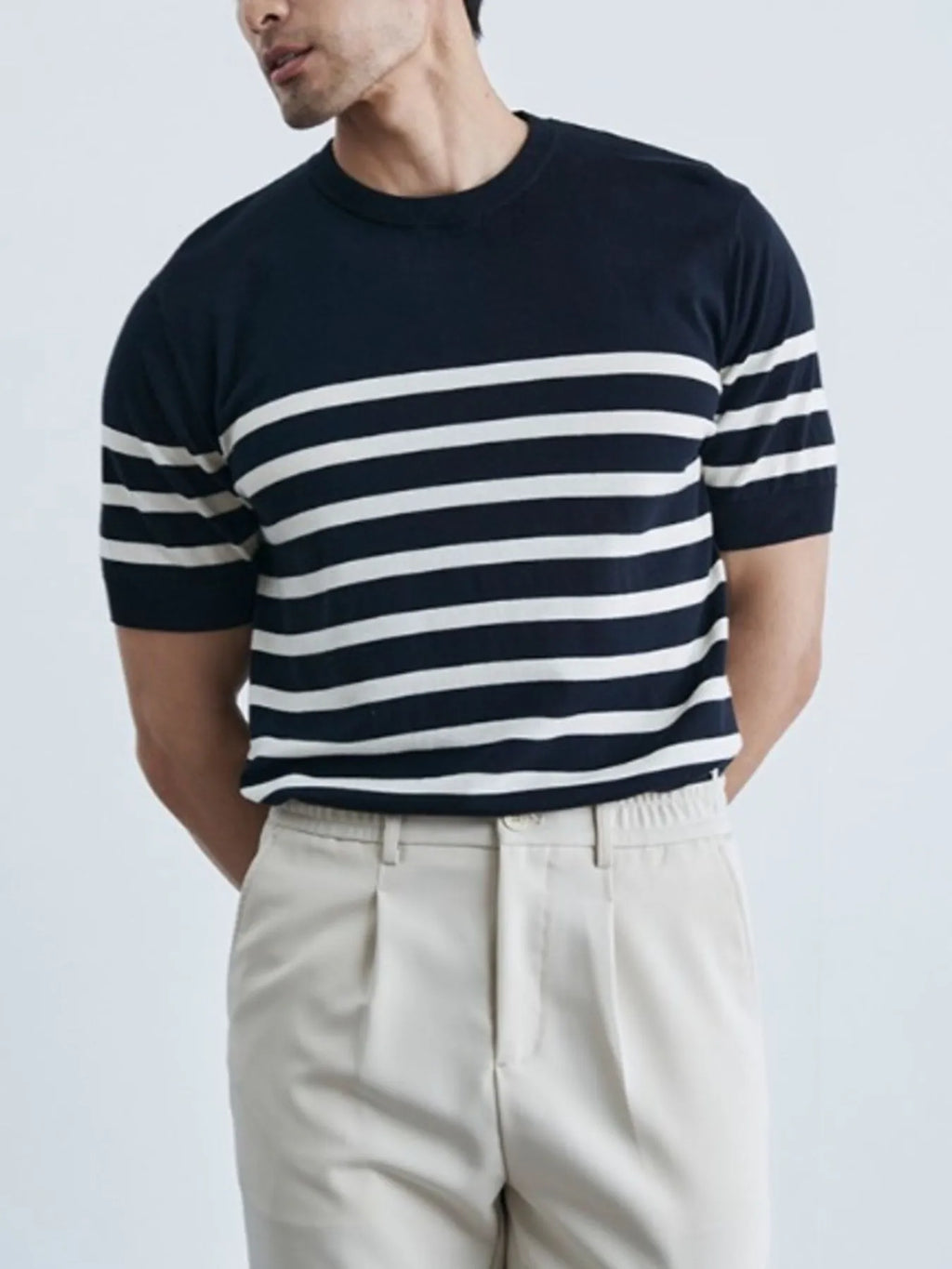 Classic Striped Short Sleeve Knit T-Shirt