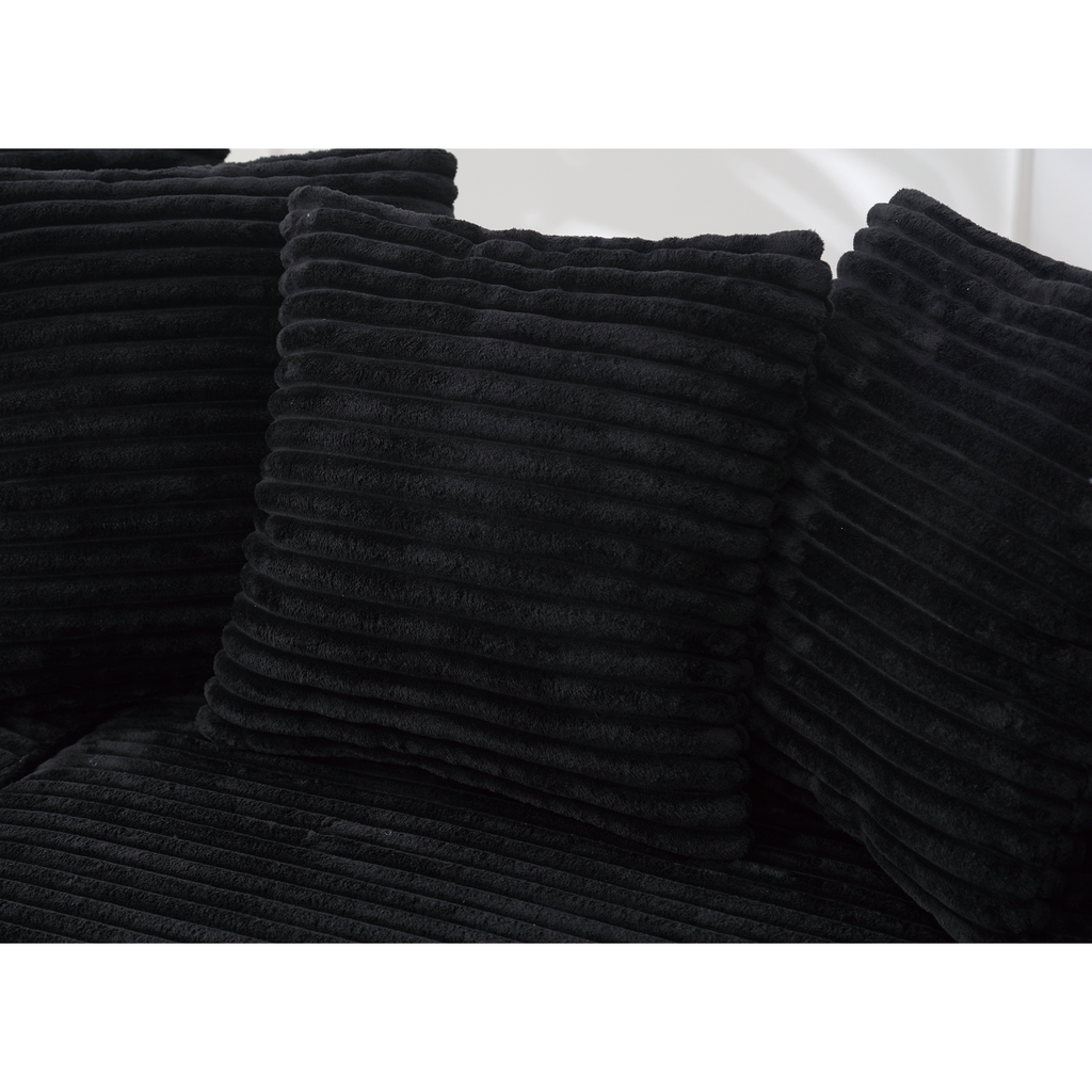 [NEW ARRIVED] [VIDEO PROVIDED] Oversized Two-Piece  Couches,  L Shaped Sofa, Corduroy, Right Chaise Daybed,with Armrests,Eight Throw Pillows,Corner Sofa,Easy To Assemble,  Black