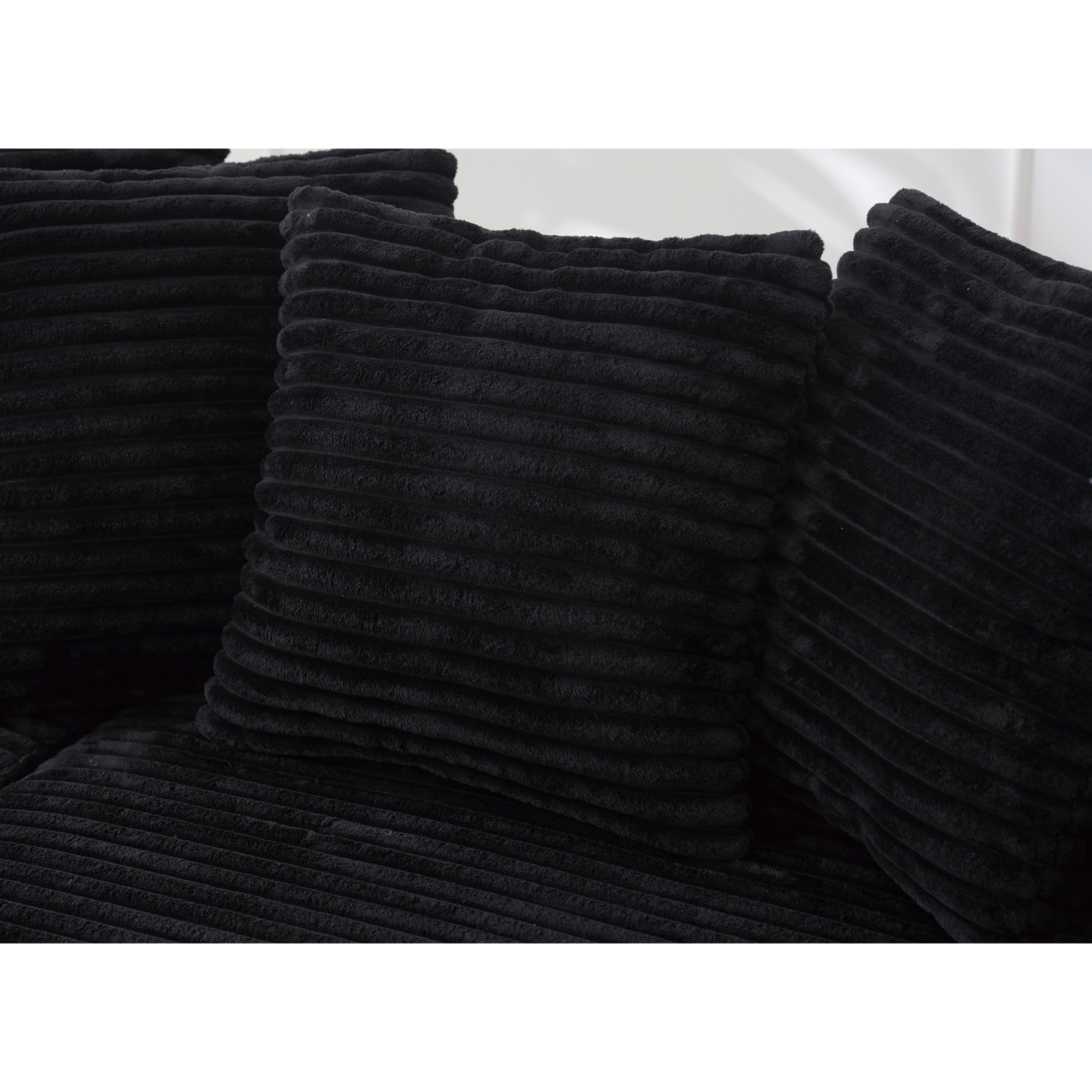 [NEW ARRIVED] [VIDEO PROVIDED] Oversized Two-Piece  Couches,  L Shaped Sofa, Corduroy, Right Chaise Daybed,with Armrests,Eight Throw Pillows,Corner Sofa,Easy To Assemble,  Black
