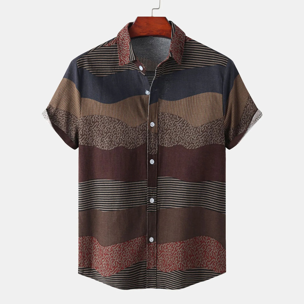 Color Block Short Sleeve Casual Shirt