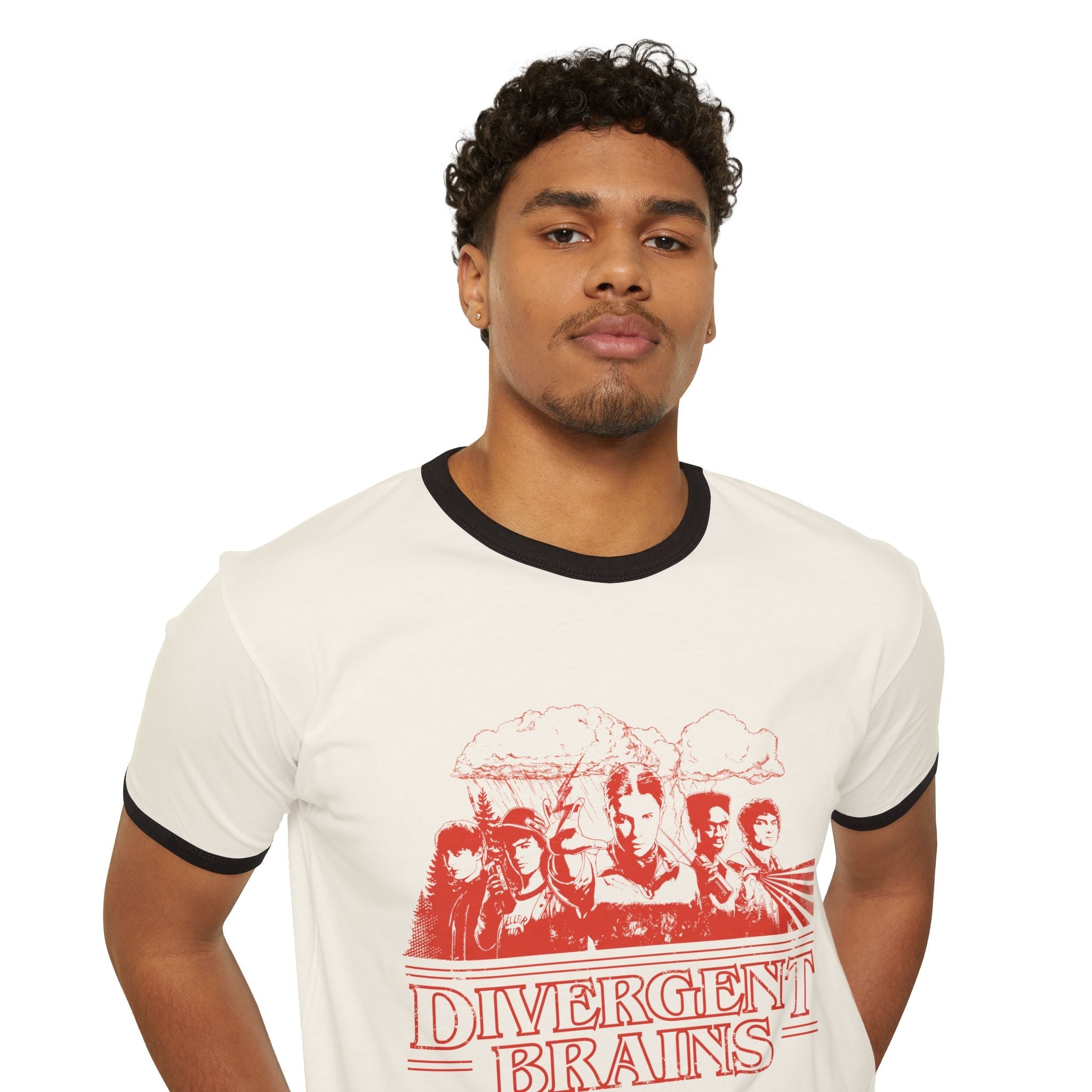 Divergent Brains Saved Hawkins - Adult Unisex Cotton Ringer T-Shirt