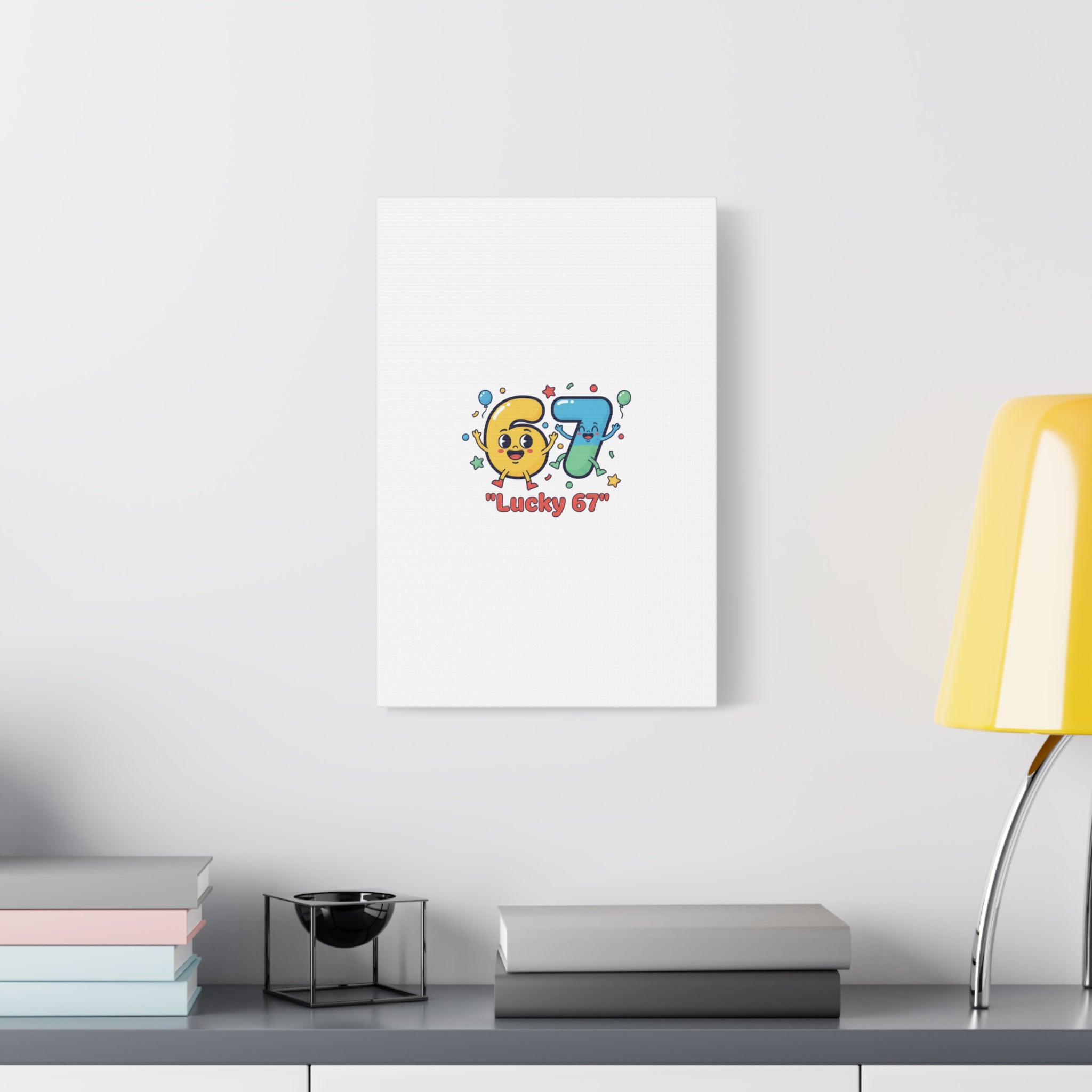 Lucky 67 Canvas, Stretched Matte | 67 meme, absurdist humor