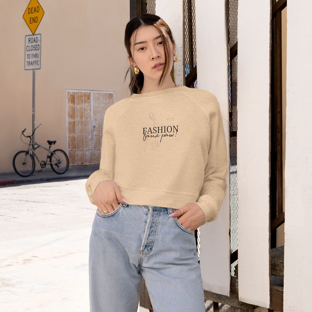 Fashion Faux Paw Women's Cropped Fleece Pullover