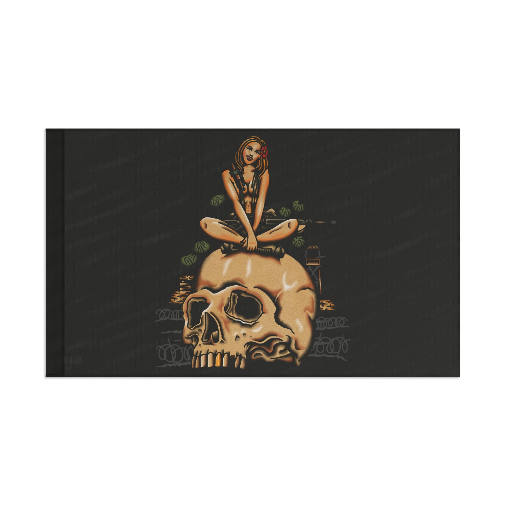Infantry Vietnam Pin-Up On Skull - Flag