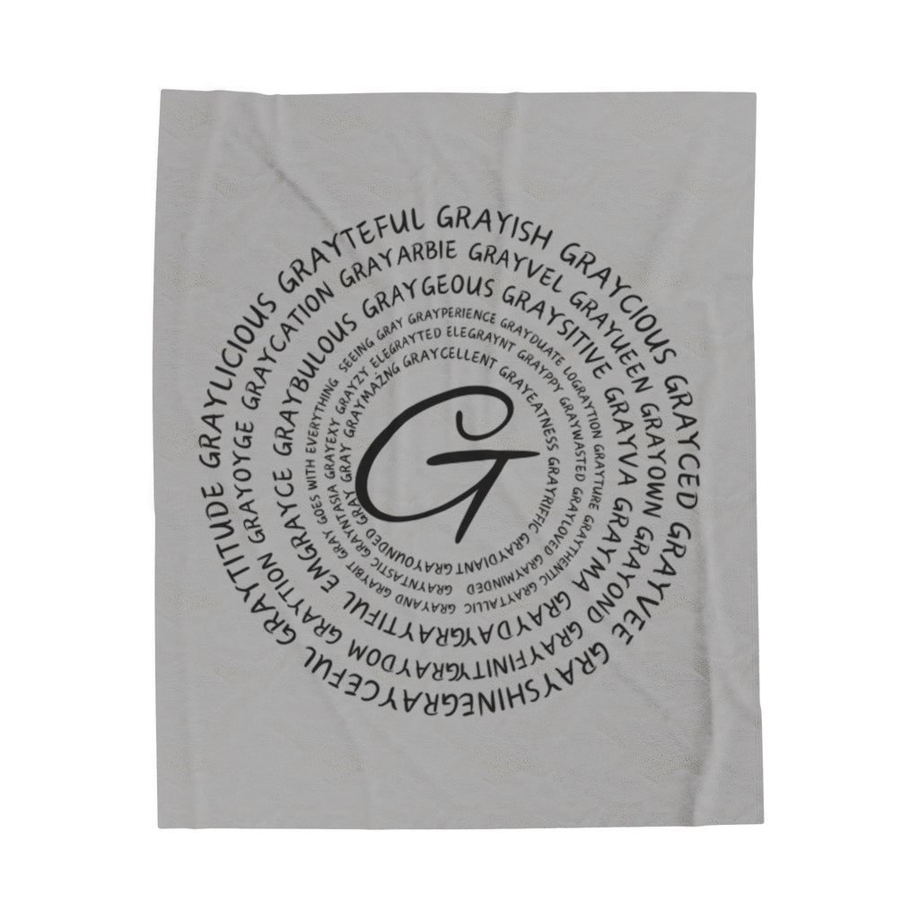 Velveteen Plush Blanket Grayceful signature