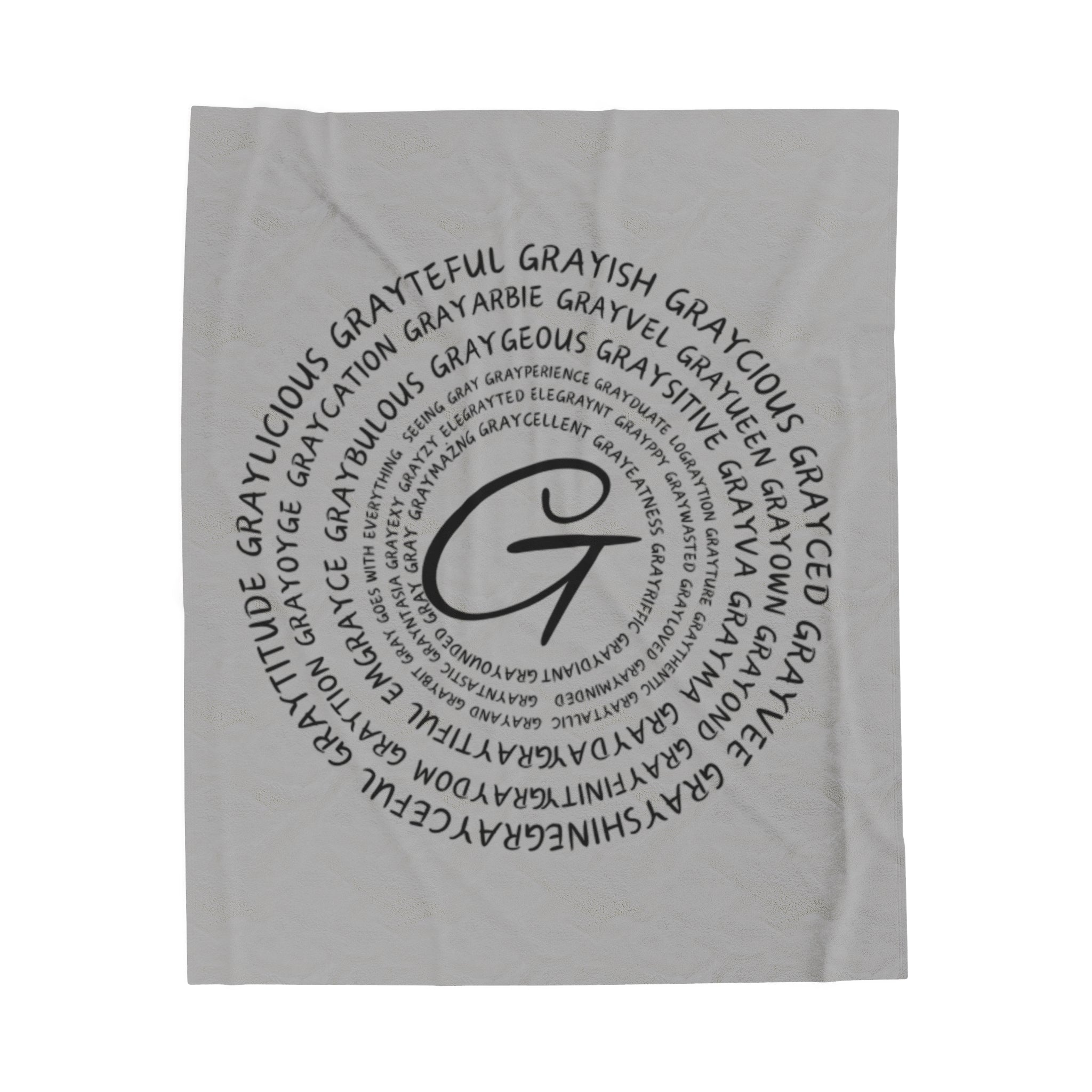 Velveteen Plush Blanket Grayceful signature