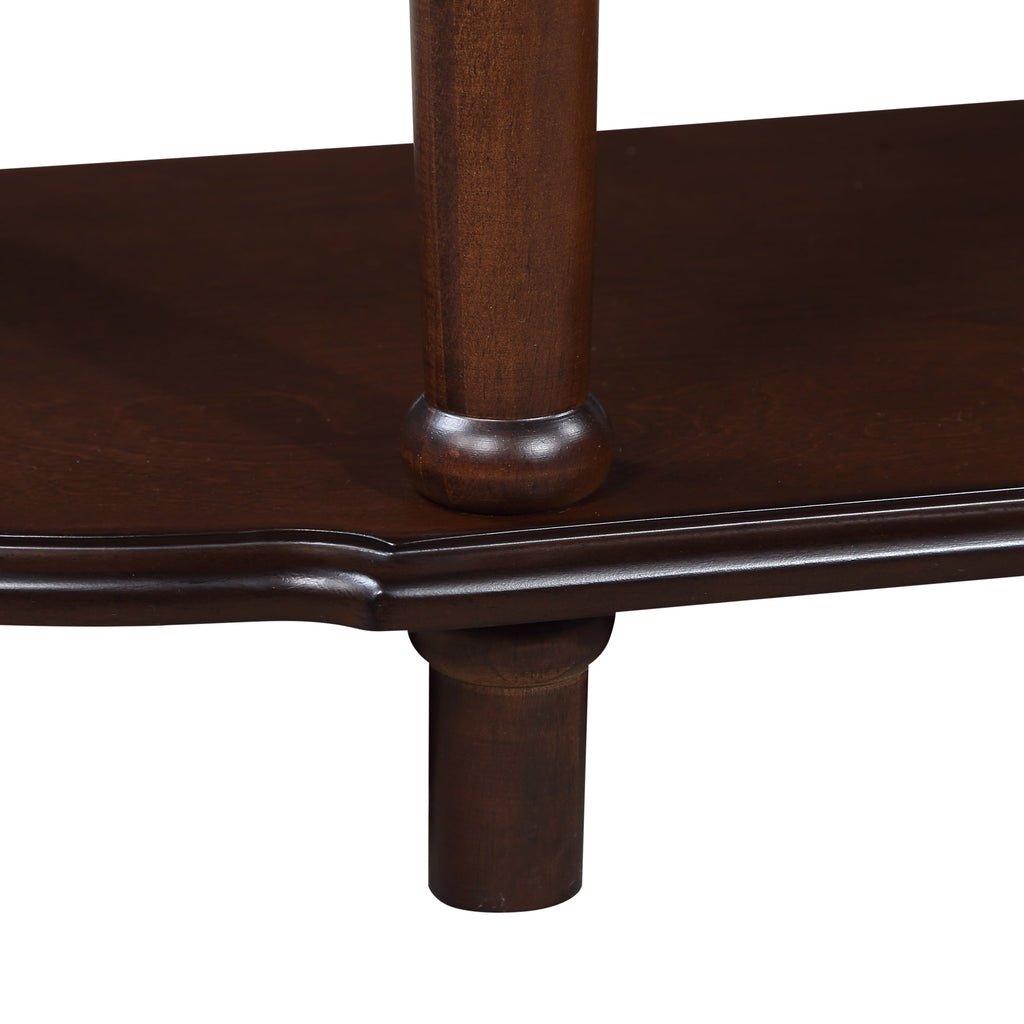 Retro Curved Wood Console Table, 52 inch Circular Half Moon Sofa Table with Open Shelf and 2 Drawers, Solid Wood Entry Table for Living Room, Hallway, Espresso