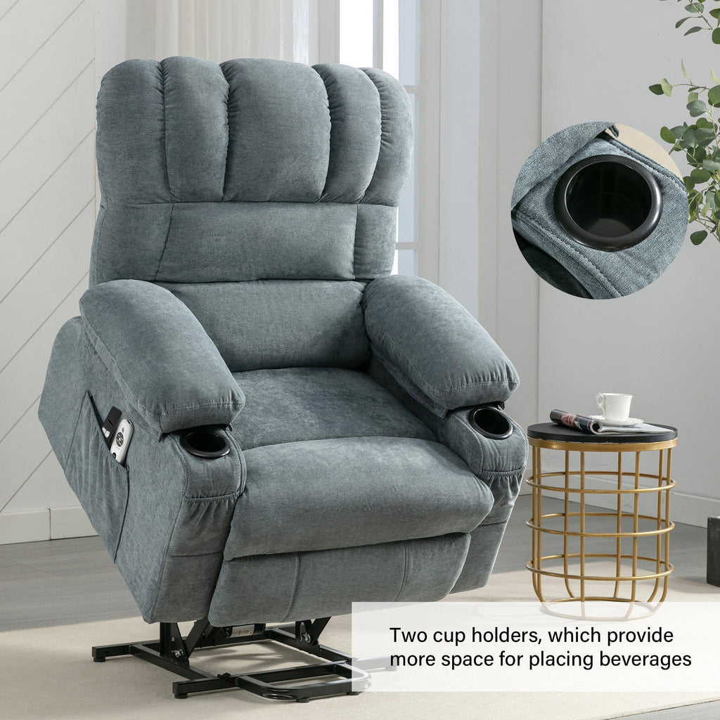 Power Electric massage lift lounge chair, suitable for the elderly, with heating and vibration functions, with USB, can be used for lying down. BLUE