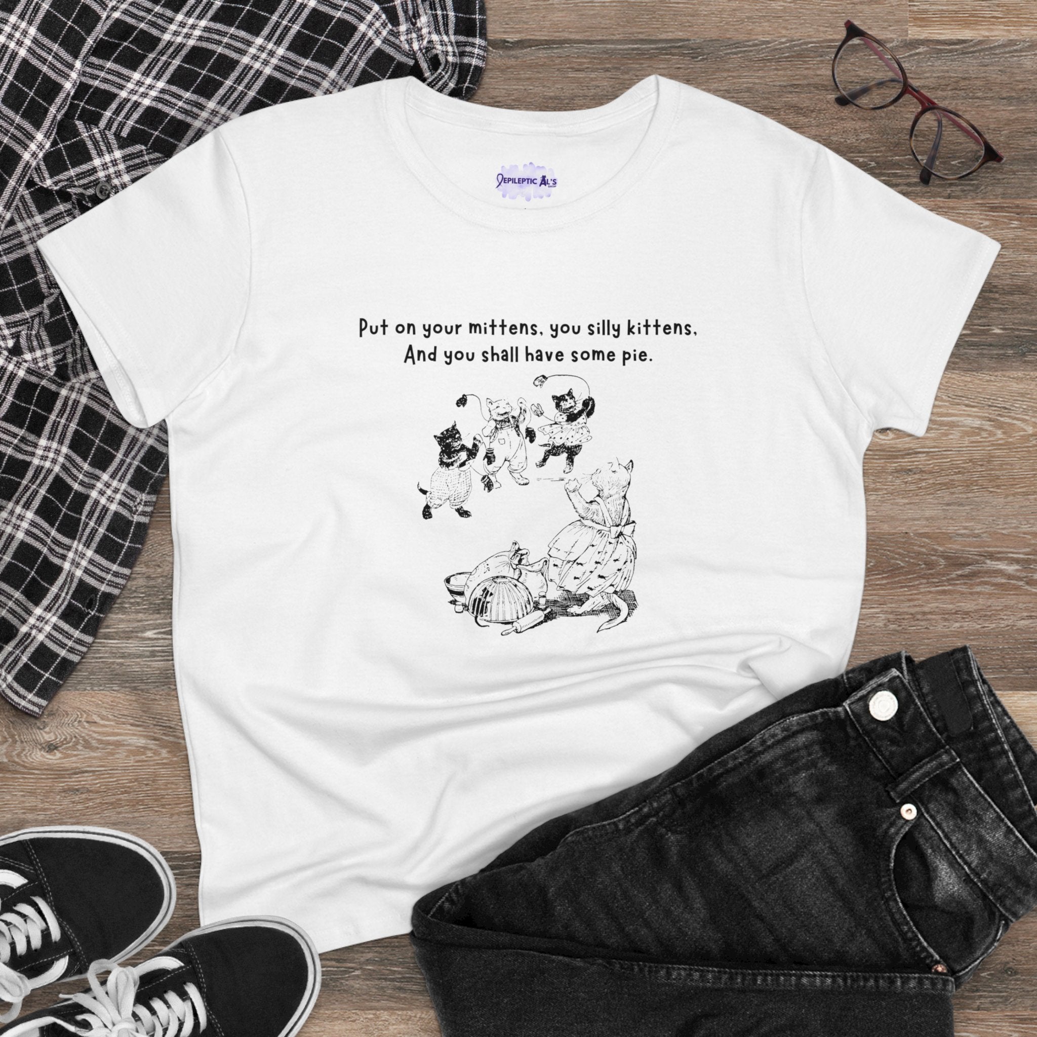 Kittens & Mittens Women’s Midweight Cotton Tee – Silly Kittens Pie Rhyme Shirt
