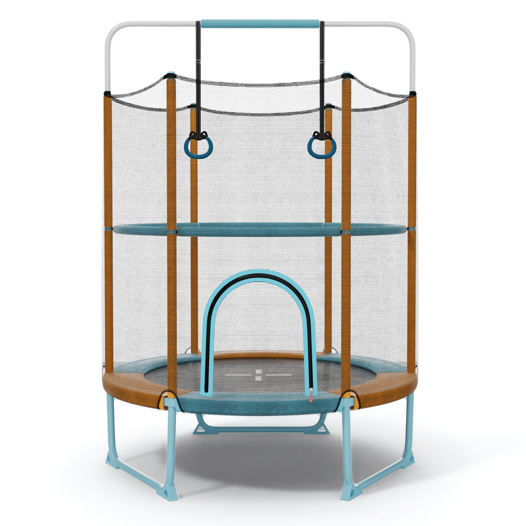 60 Inch Trampoline with Gymnastic Bar and Rings for Kids-Orange