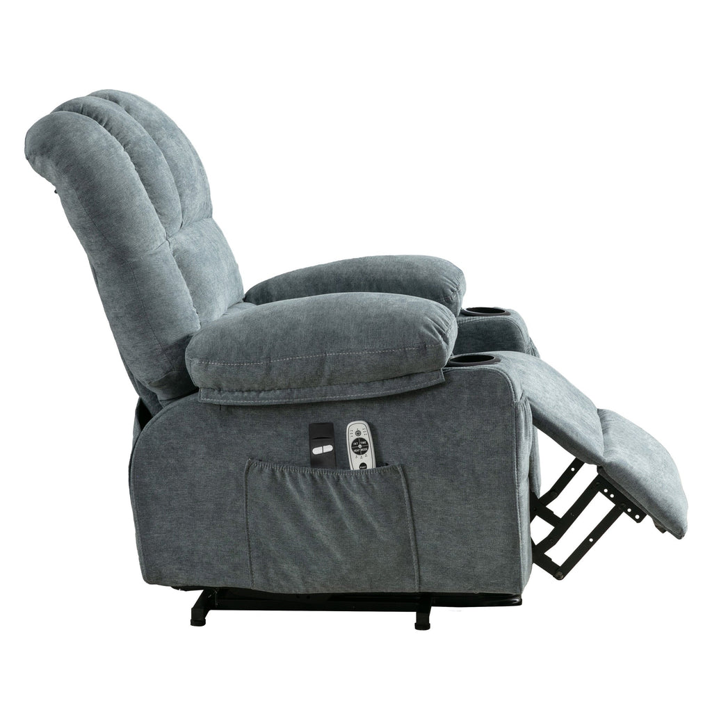 Power Electric massage lift lounge chair, suitable for the elderly, with heating and vibration functions, with USB, can be used for lying down. BLUE