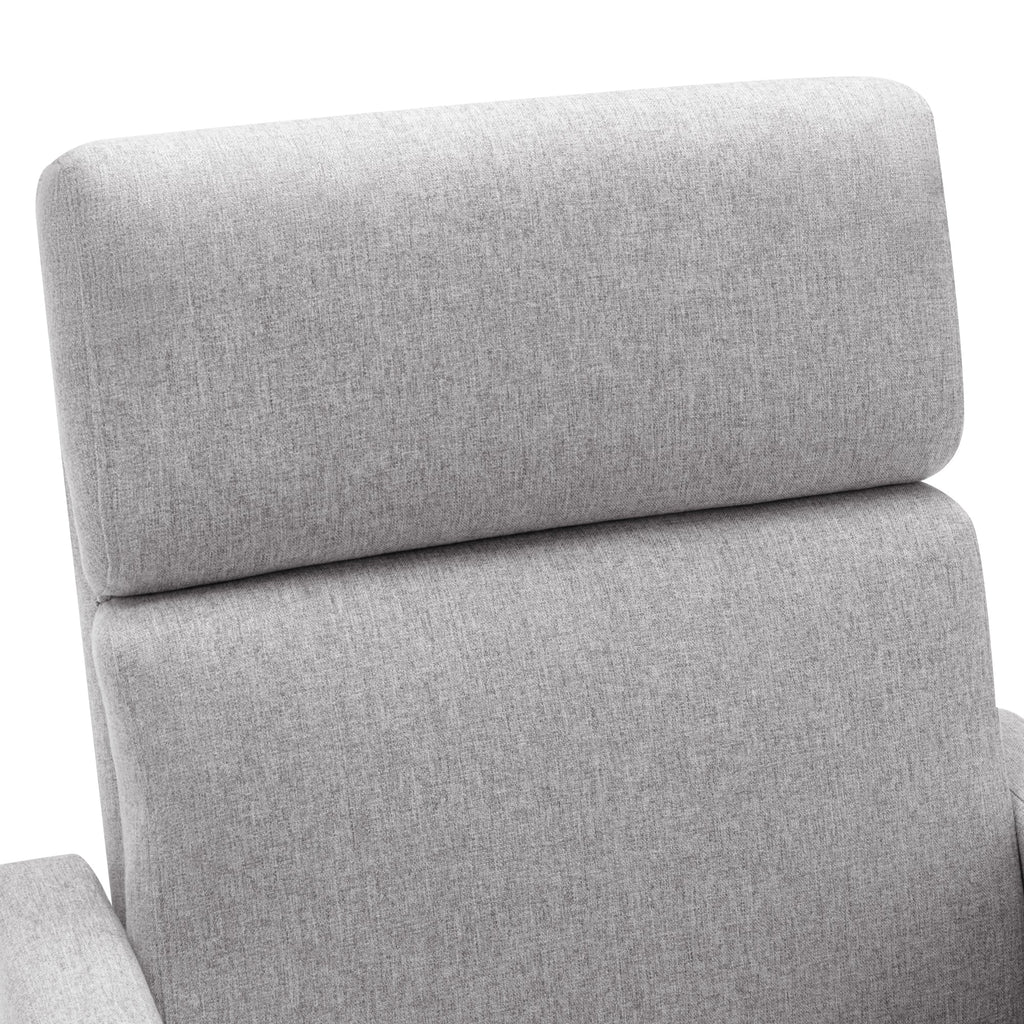 Modern Upholstered Rocker Nursery Chair Plush Seating Glider Swivel Recliner Chair, Gray Linen