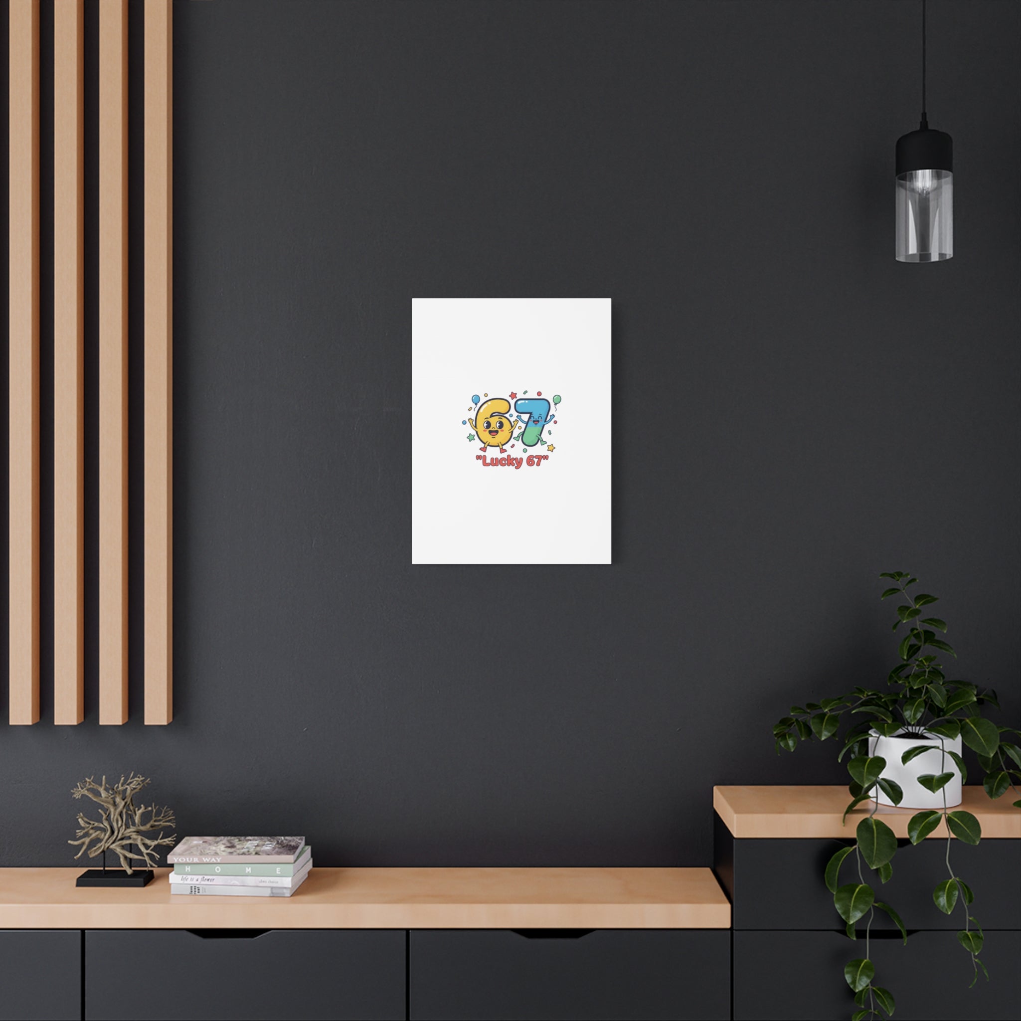 Lucky 67 Canvas, Stretched Matte | 67 meme, absurdist humor