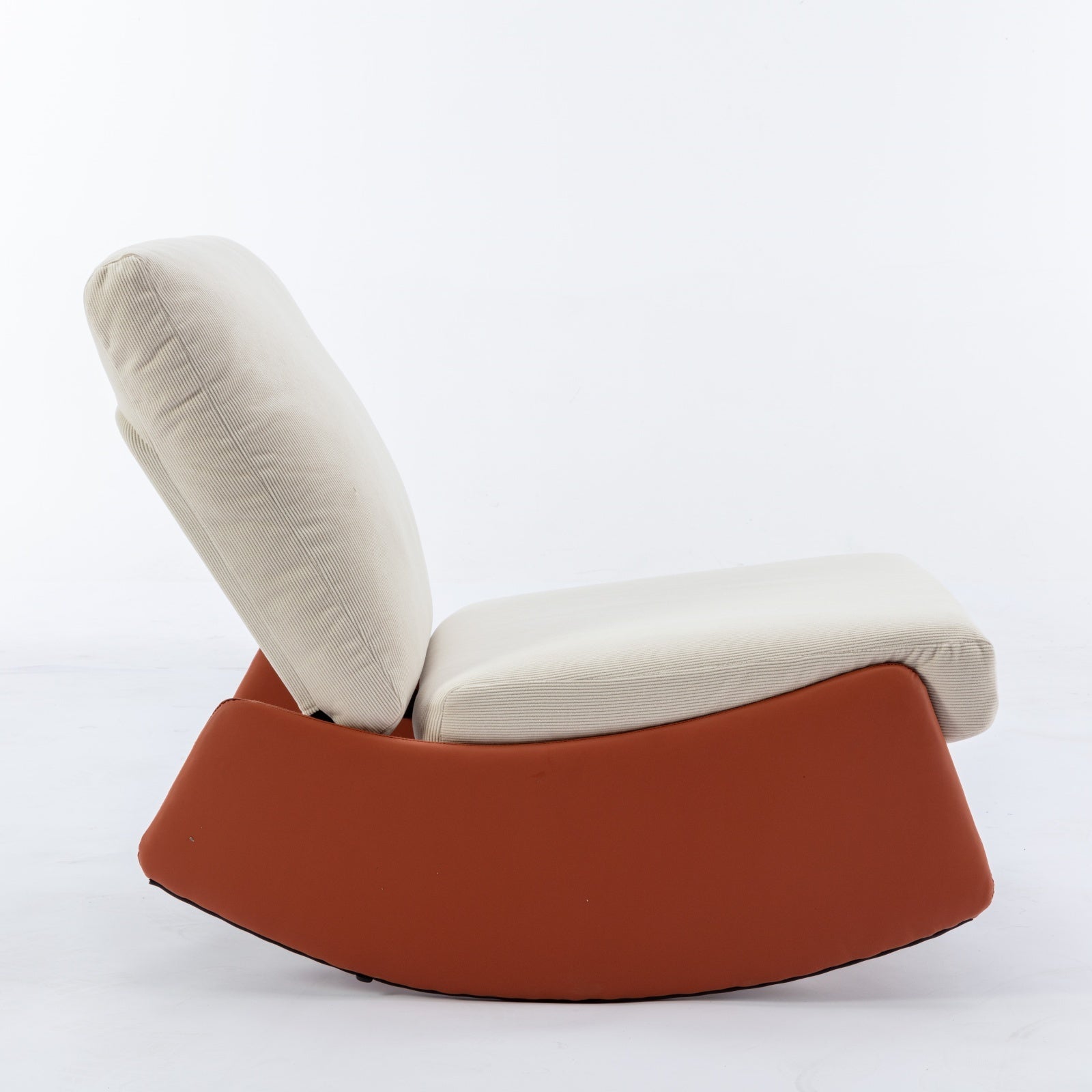 Modern Orange Upholstered Rocking Chair Recliner with Footrest and Adjustable Backrest
