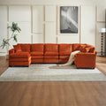 Modern U Shaped 6-seat Sectional Sofa Couch with one Ottoman and three toss pillows ,Modular Sofa for Living Room,Corduroy sofa