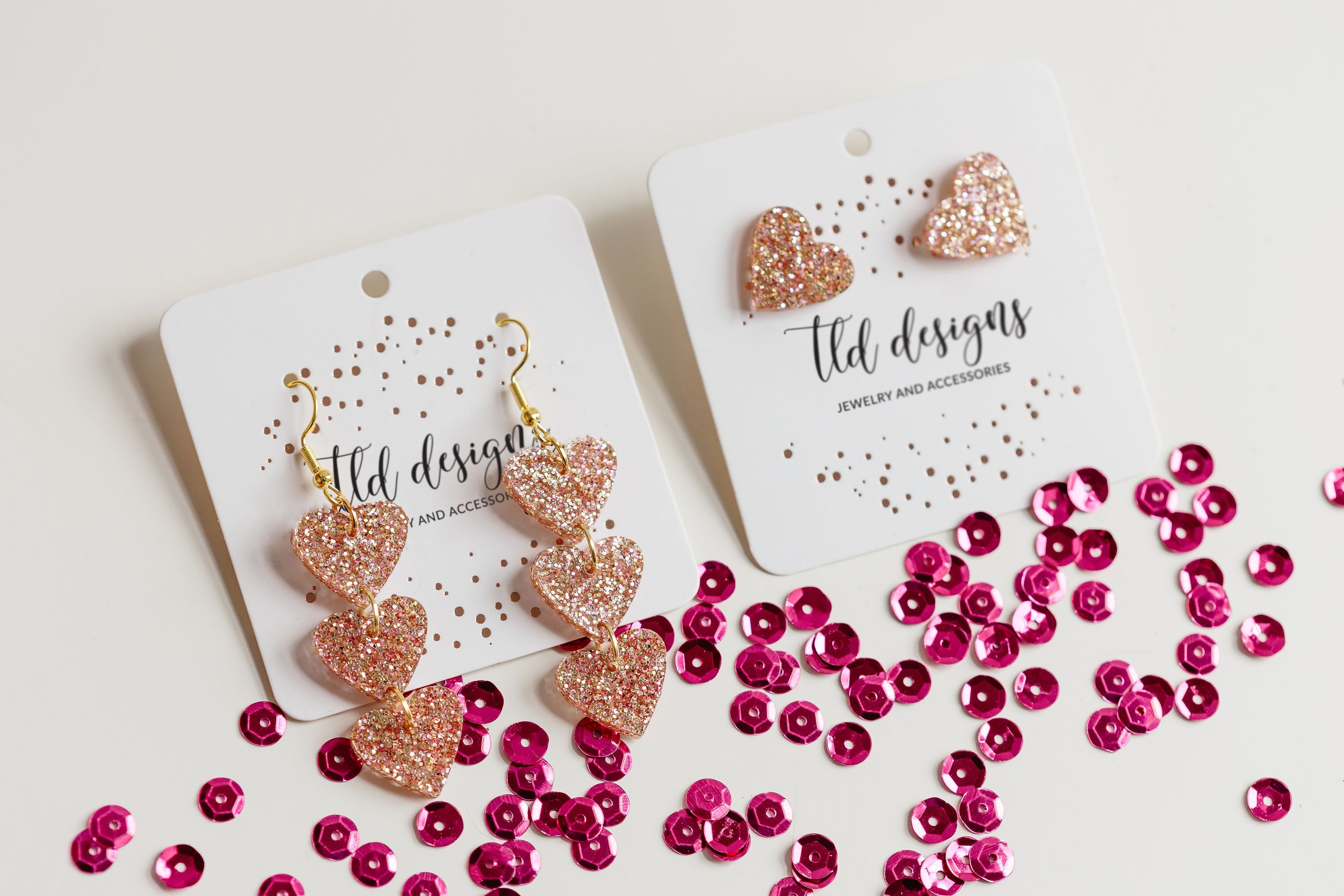 Triple Rose Gold Hearts