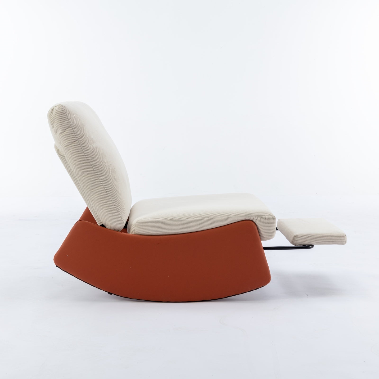 Modern Orange Upholstered Rocking Chair Recliner with Footrest and Adjustable Backrest