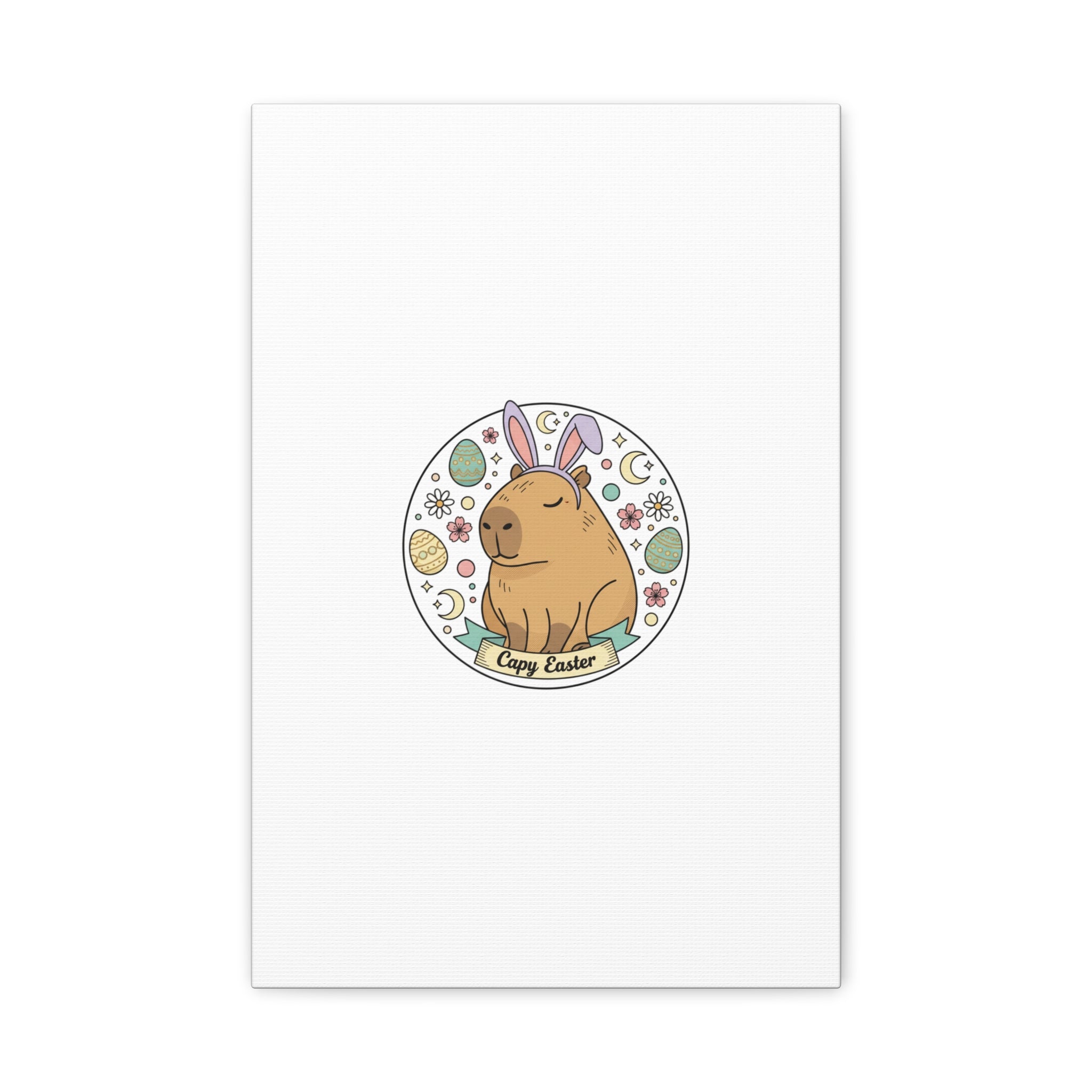 Capy Easter Canvas, pastel bunny aesthetic | cottagecore spring wall art