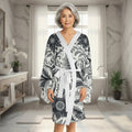 Elegant Floral Long Sleeve Kimono Robe, Stylish Lounge Wear, Perfect for Relaxation, Gift for Her, Home Spa Essentials, Beautiful Design