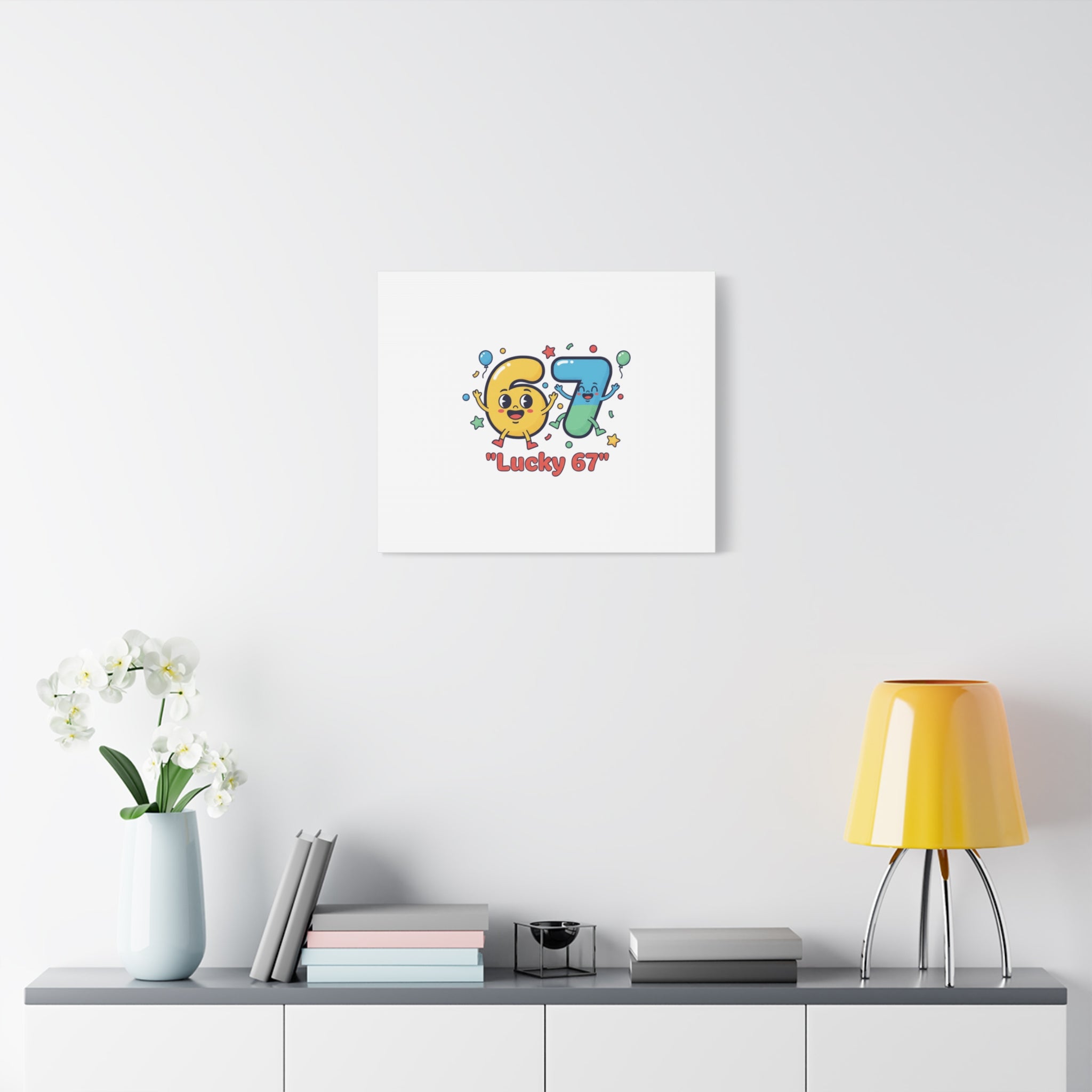 Lucky 67 Canvas, Stretched Matte | 67 meme, absurdist humor