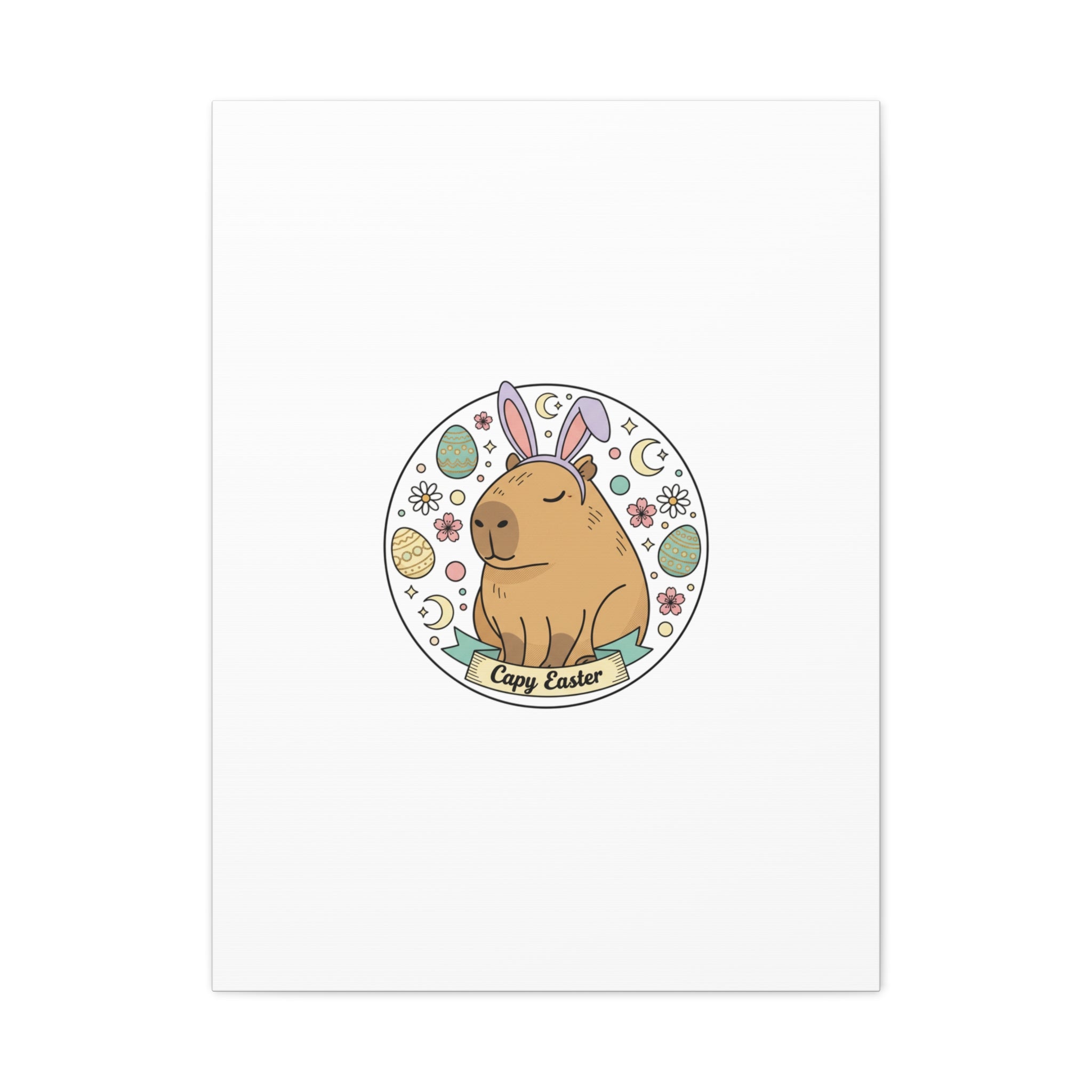 Capy Easter Canvas, pastel bunny aesthetic | cottagecore spring wall art