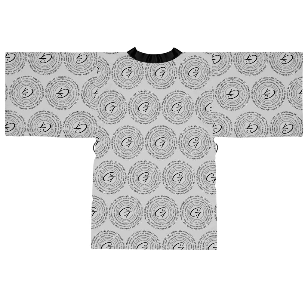 Long Sleeve Kimono Robe (AOP) circle Signature grayceful