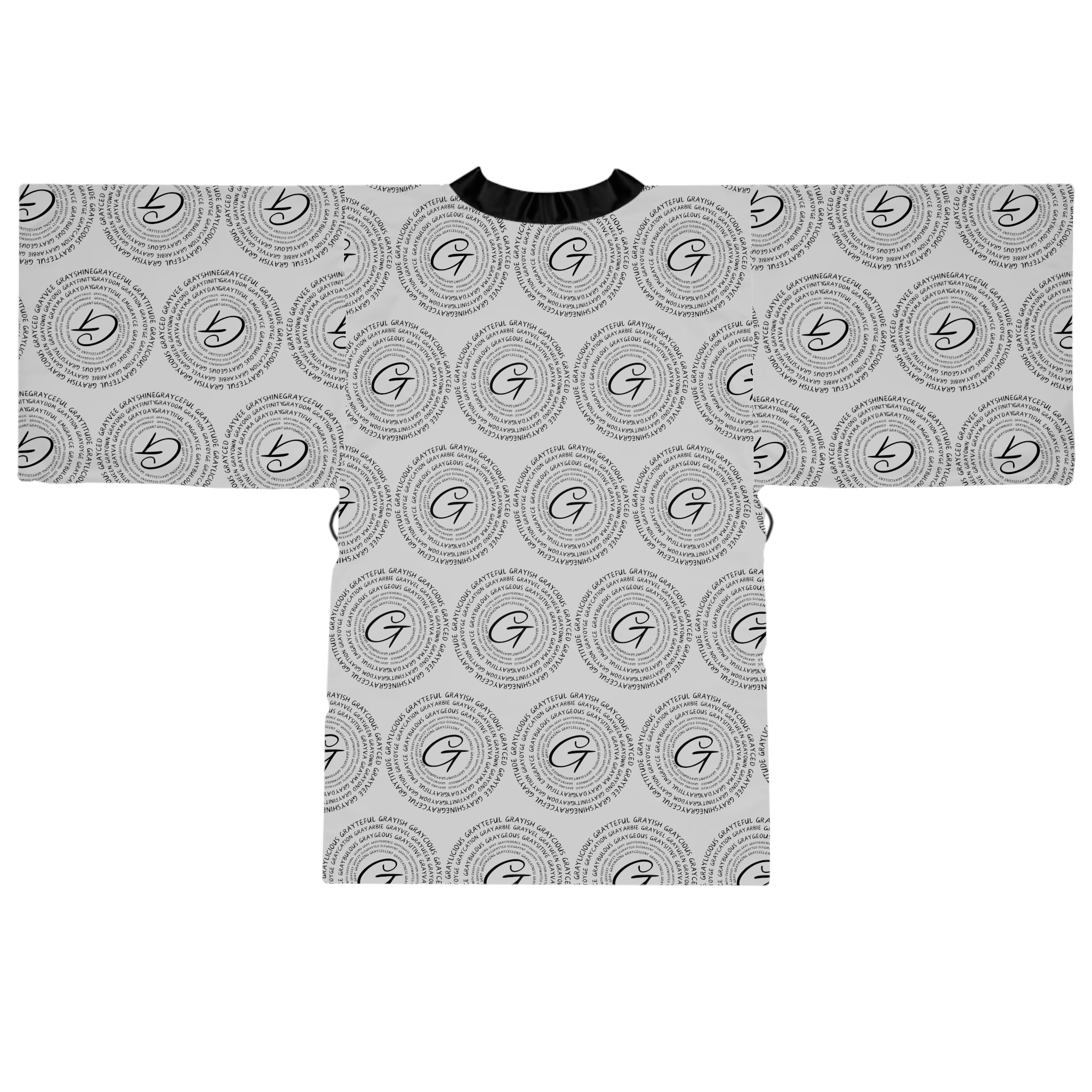 Long Sleeve Kimono Robe (AOP) circle Signature grayceful