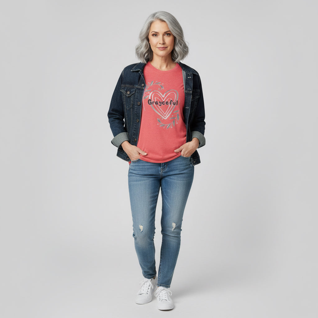 Grayhearted Women's Triblend Tee - Floral Heart Design