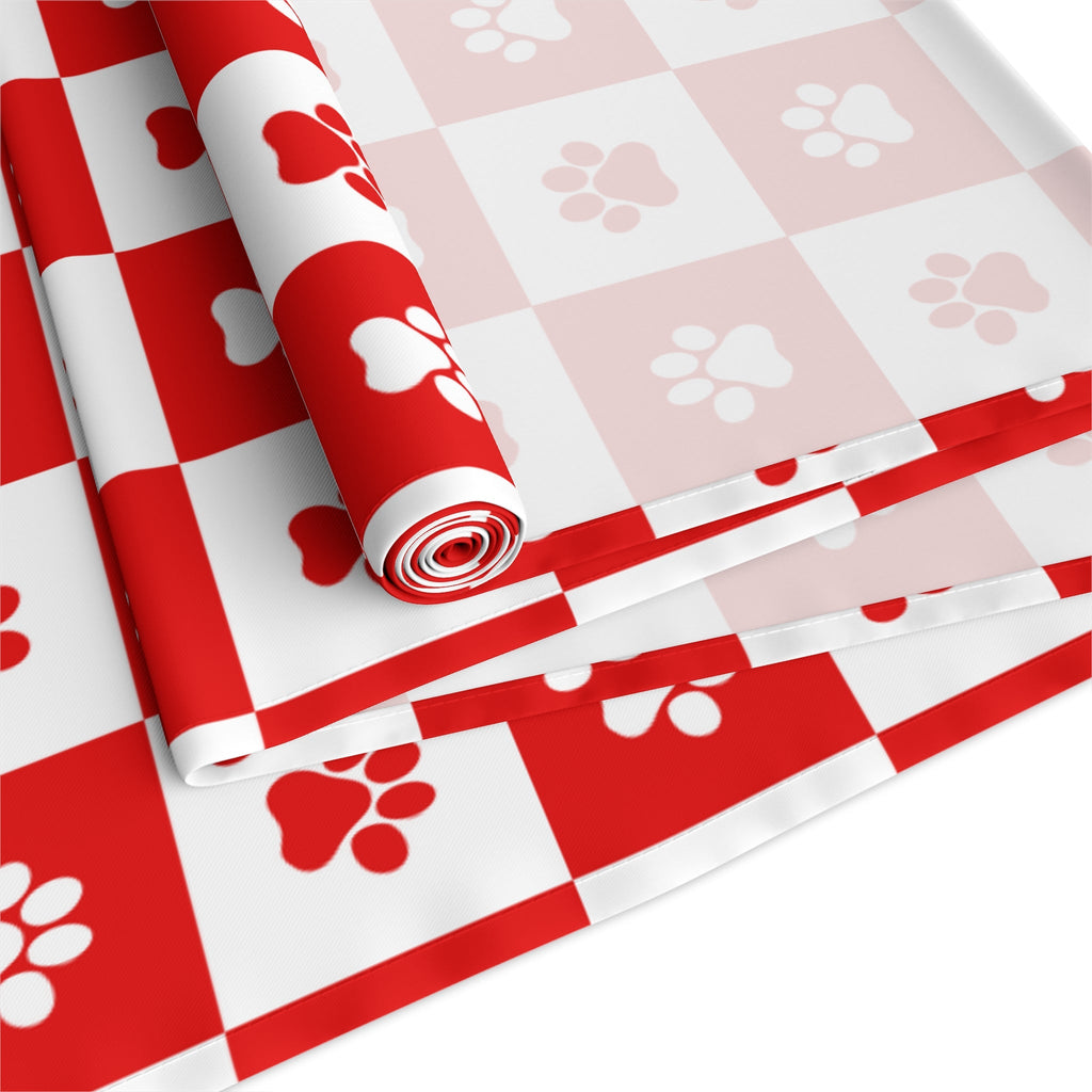 Red & White Paws Table Runner (Cotton, Poly)