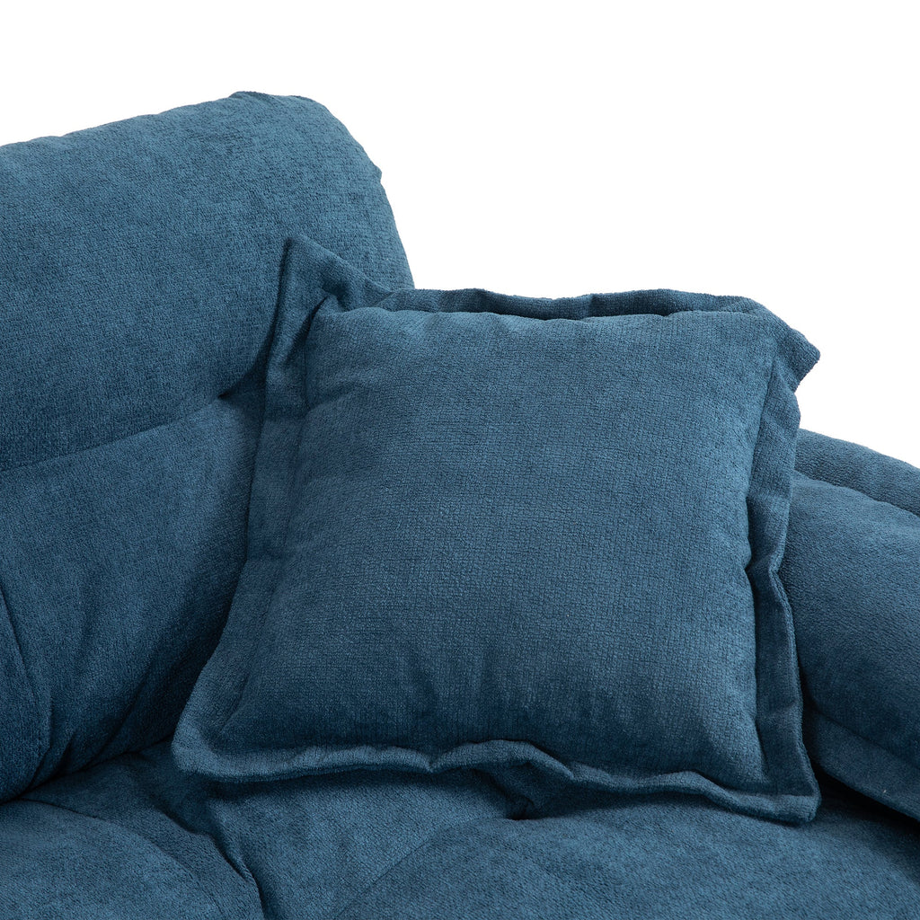 84' Chenille Sofa Small Sofa Loveseat Deep Seat Sofa Couch with 2 Throw Pillows & Memory Foam for Living Room Apartment Office Lounge-Blue