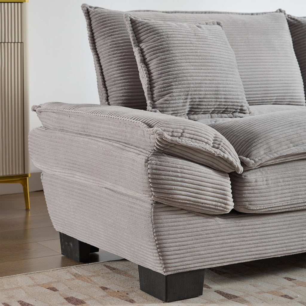 Corduroy Sofa Sleeper Couch Loveseat Sofa with Pillows Comfy Upholstered Deep Seat Sofa for Bedroom,Living Room,Apartment,Office,Dorm-Light Grey Corduroy