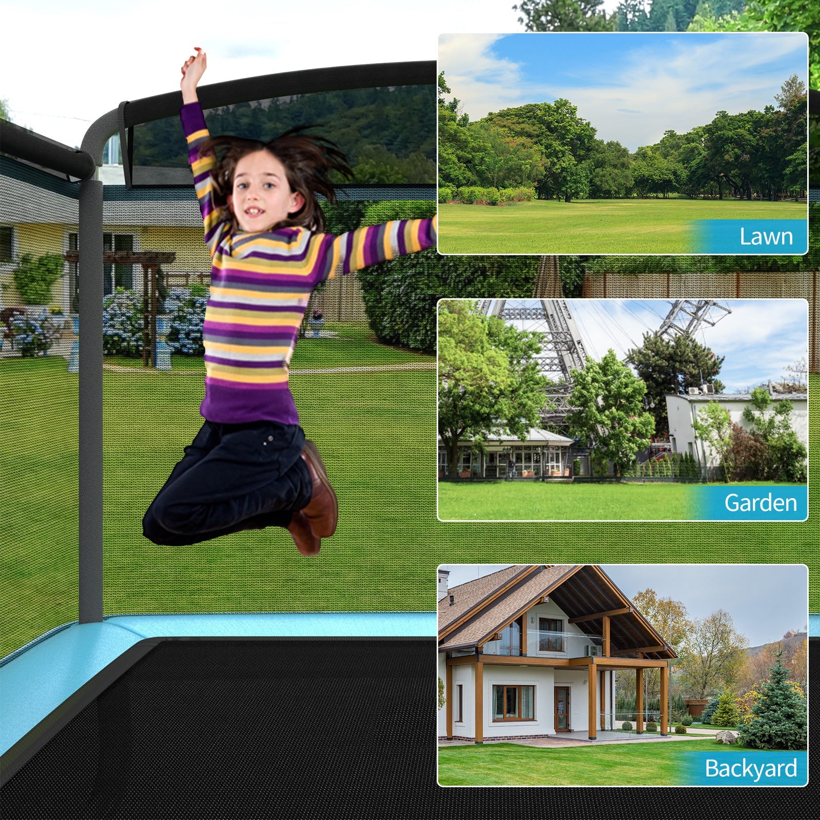 6 Feet Kids Entertaining Trampoline with Swing Safety Fence-Blue