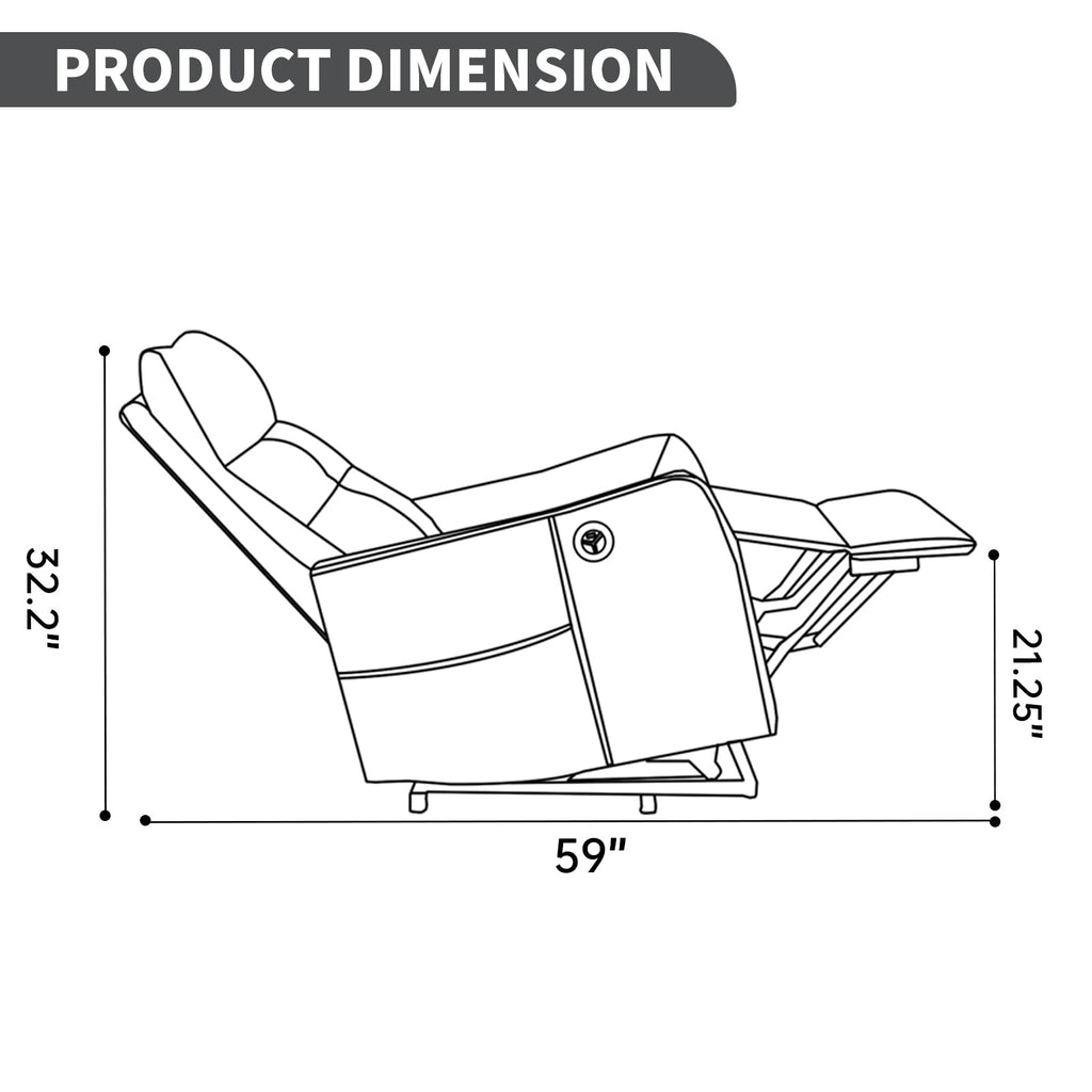 Deep Grey PU Single Motor Power Lift Recliner Chair with Massage and Heat for Elderly, Heavy Duty Motion Mechanism and One USB for Charging, Max Reclining Angle 155°
