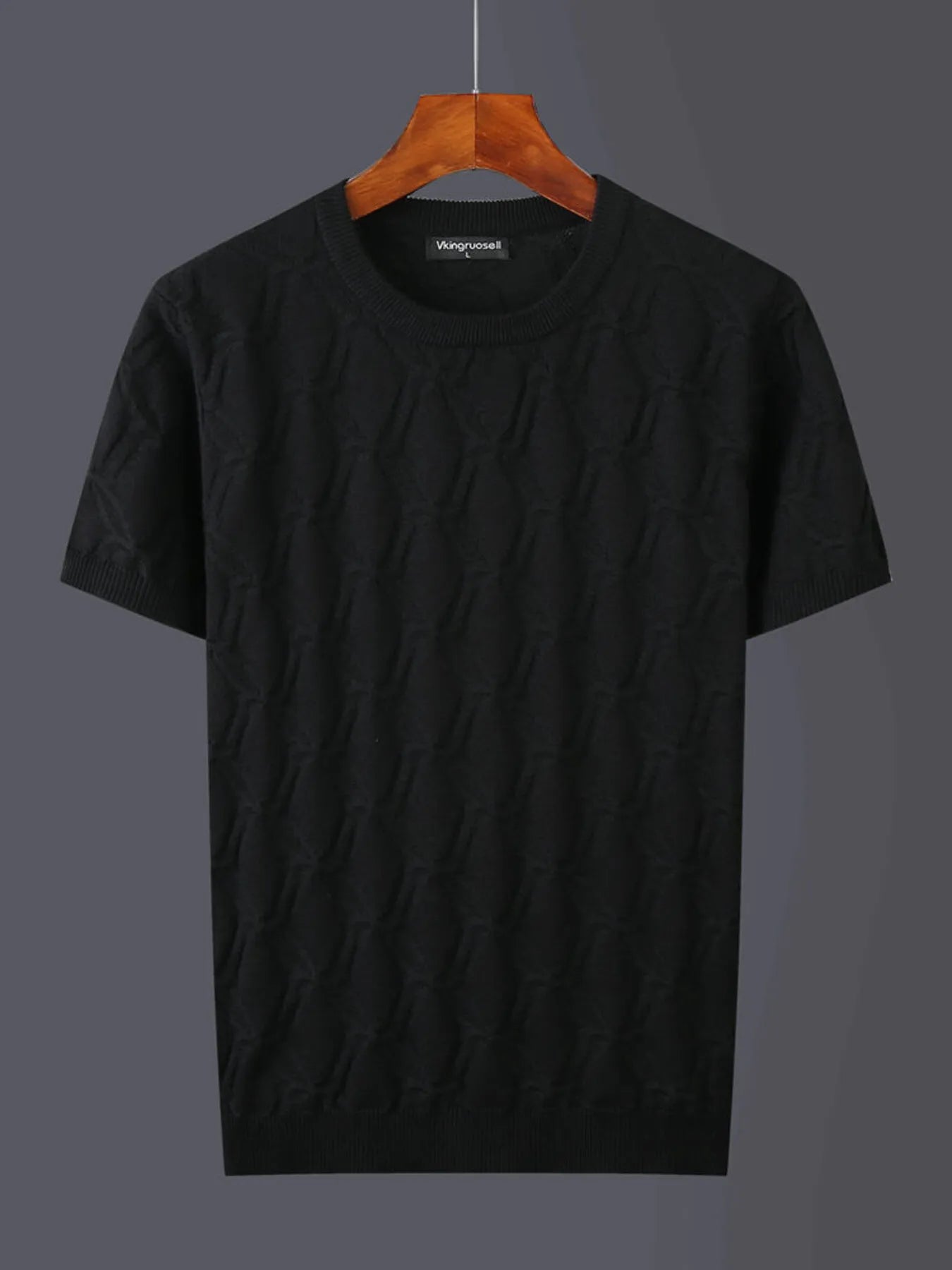 Textured Round Neck Short Sleeve Knit Top