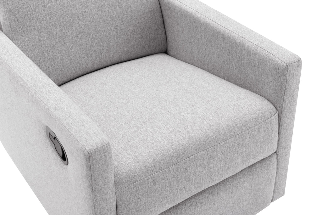 Modern Upholstered Rocker Nursery Chair Plush Seating Glider Swivel Recliner Chair, Gray Linen