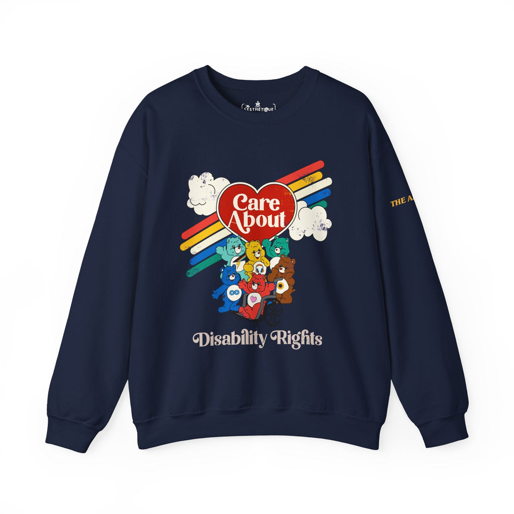 Care About Disability Rights - Retro 80s Vibe - Unisex Heavy Blend™ Crewneck Sweatshirt