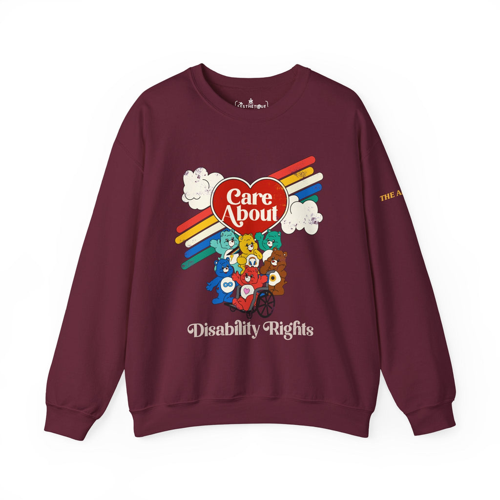 Care About Disability Rights - Retro 80s Vibe - Unisex Heavy Blend™ Crewneck Sweatshirt