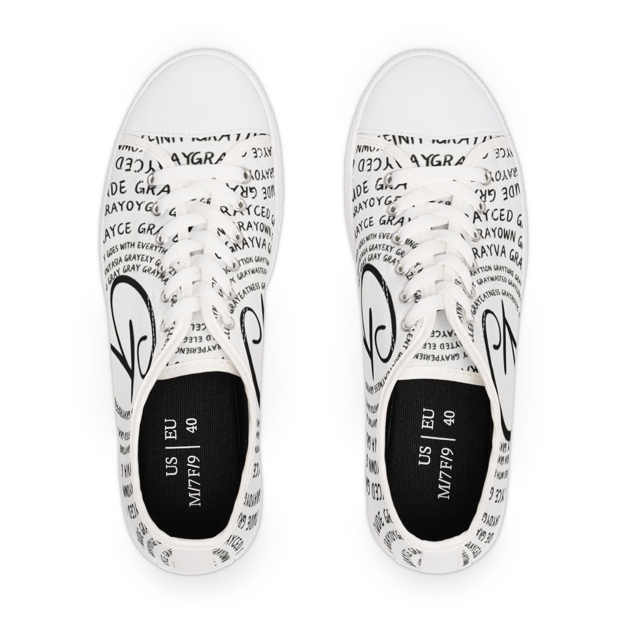 Stylish Women's Low Top Sneakers with Trendy Text Design, Casual Sneakers for Everyday Wear, Gift for Fashion Lovers, Holiday Shoes