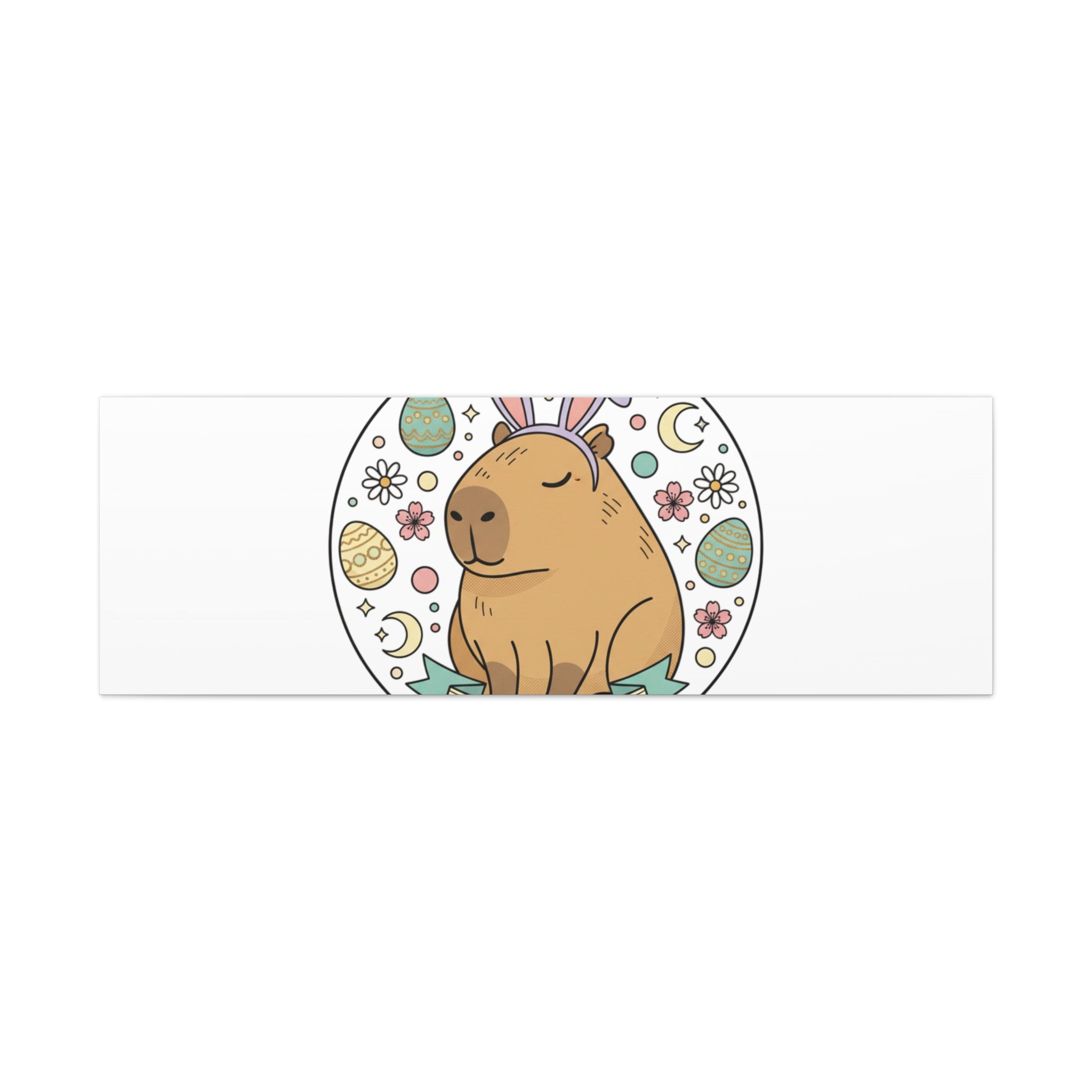 Capy Easter Canvas, pastel bunny aesthetic | cottagecore spring wall art