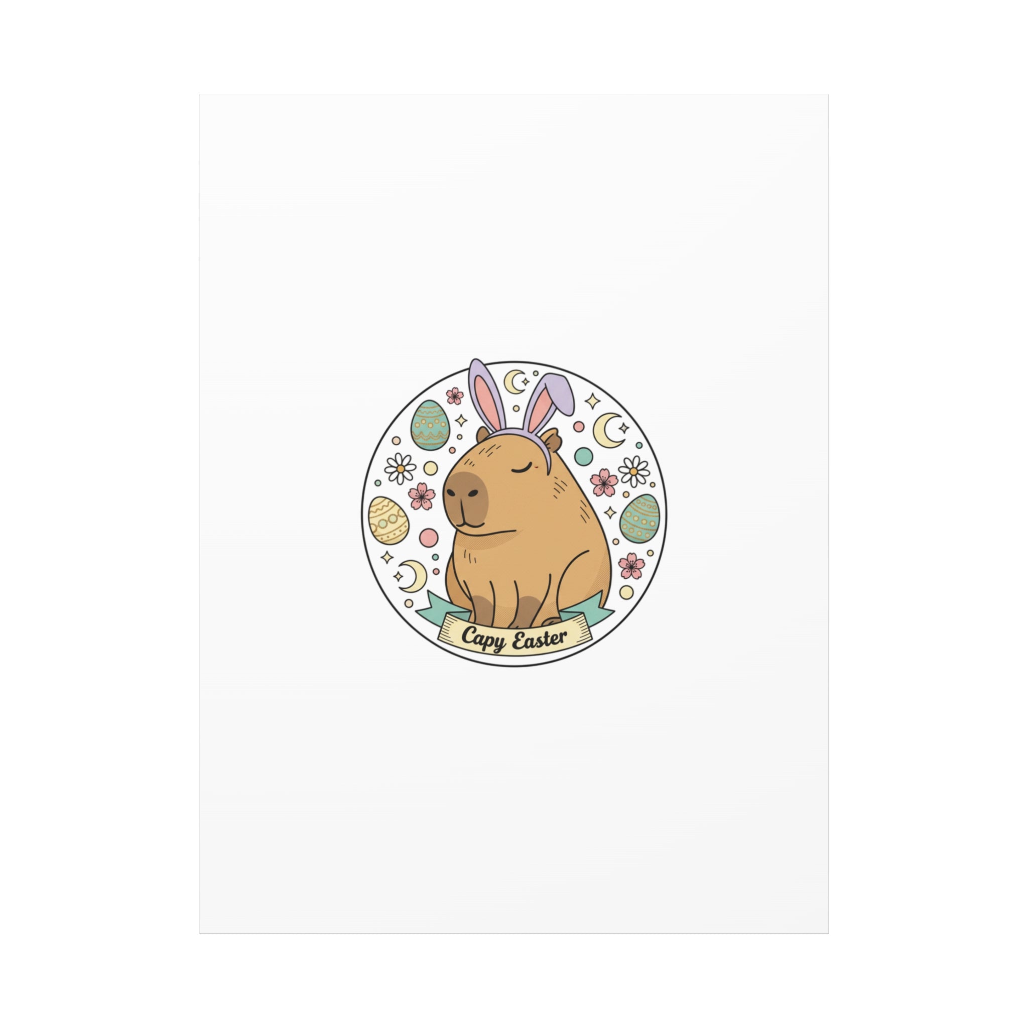Capy Easter Canvas, pastel bunny aesthetic | cottagecore spring wall art