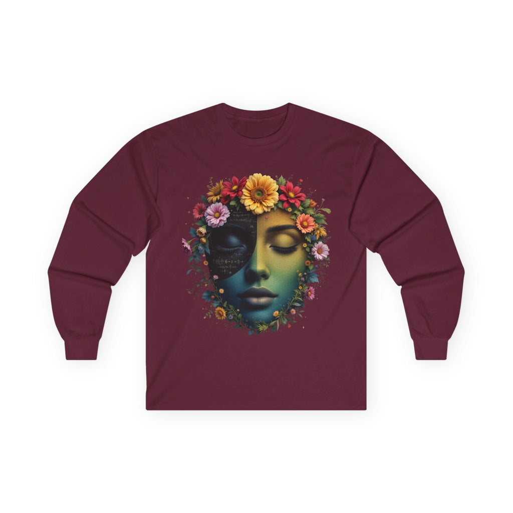 Floral Serenity Long Sleeve Tee - Relaxed Style, Unisex Apparel, Gift for Nature Lovers, Bohemian Vibe, Perfect for Spring
