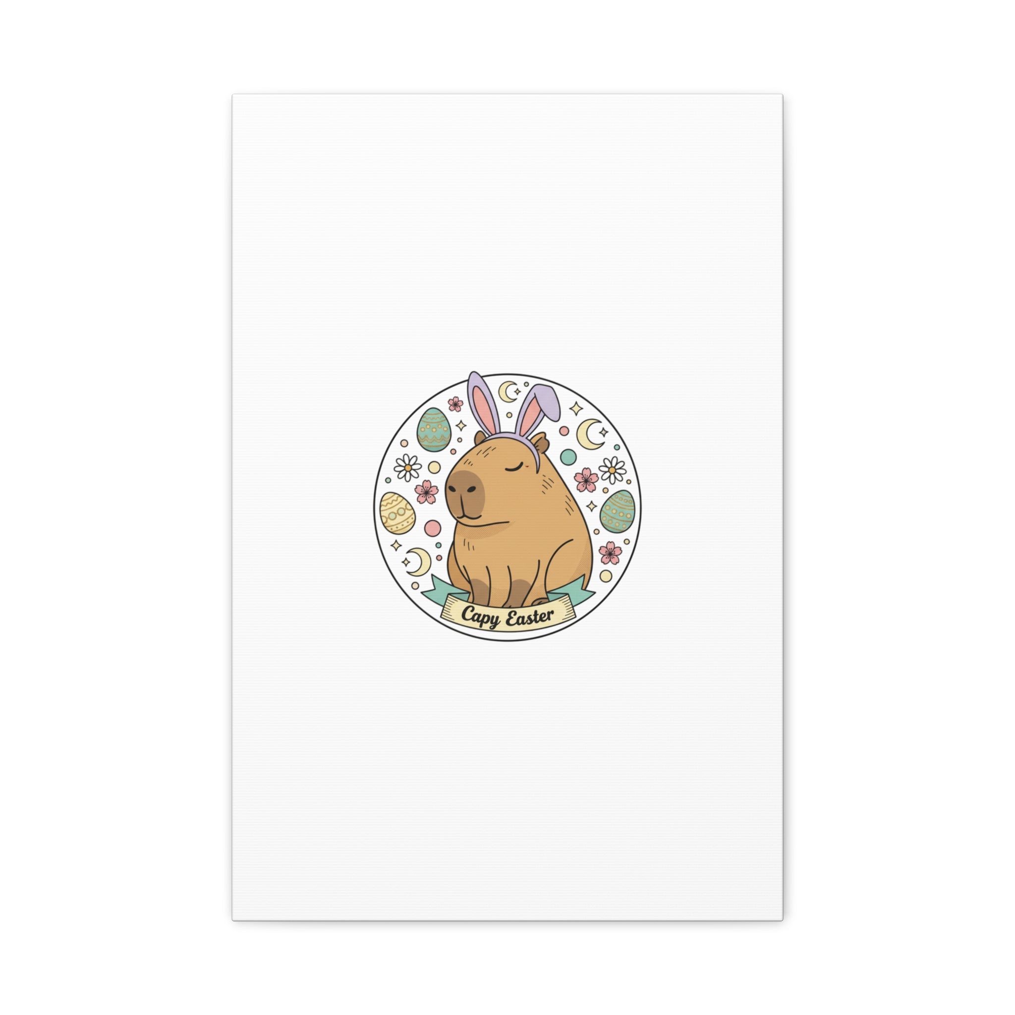 Capy Easter Canvas, pastel bunny aesthetic | cottagecore spring wall art