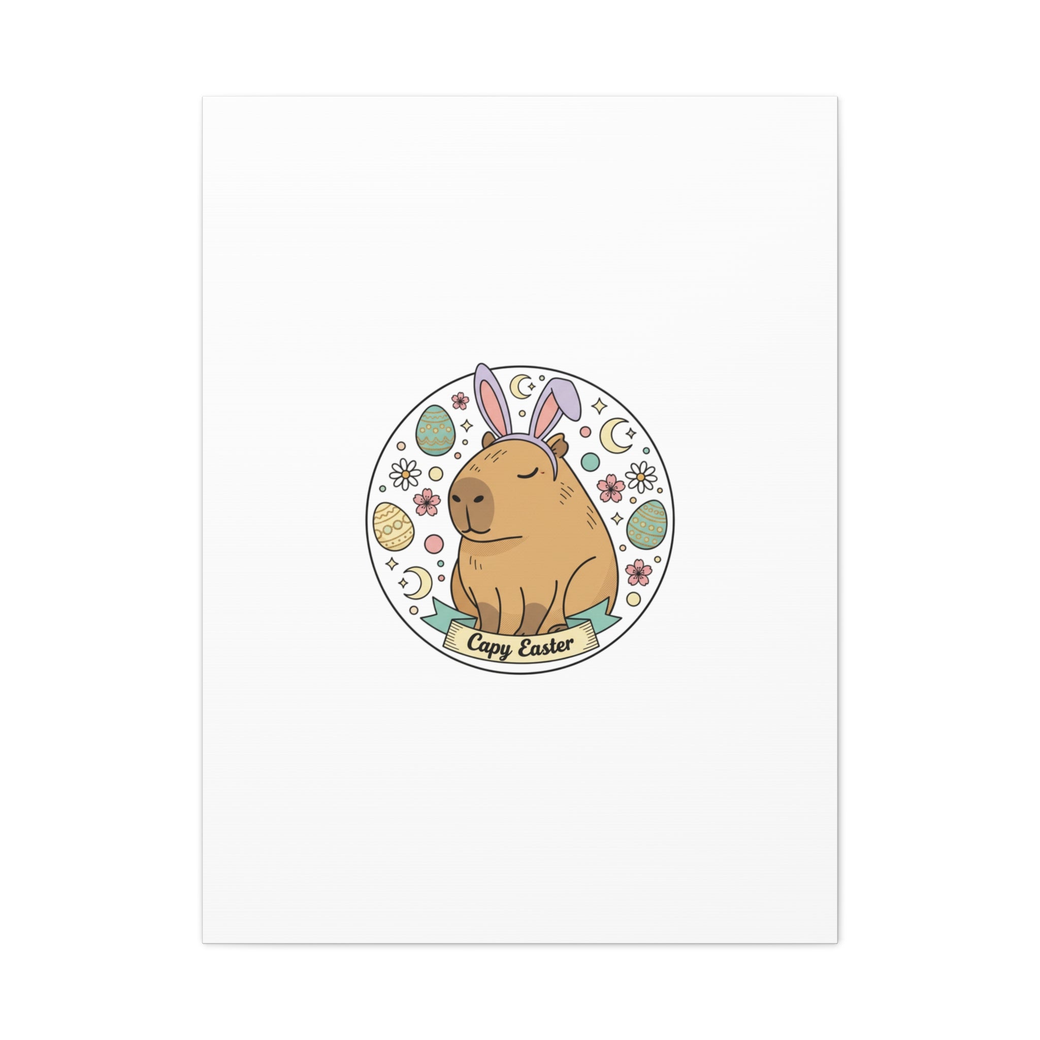 Capy Easter Canvas, pastel bunny aesthetic | cottagecore spring wall art